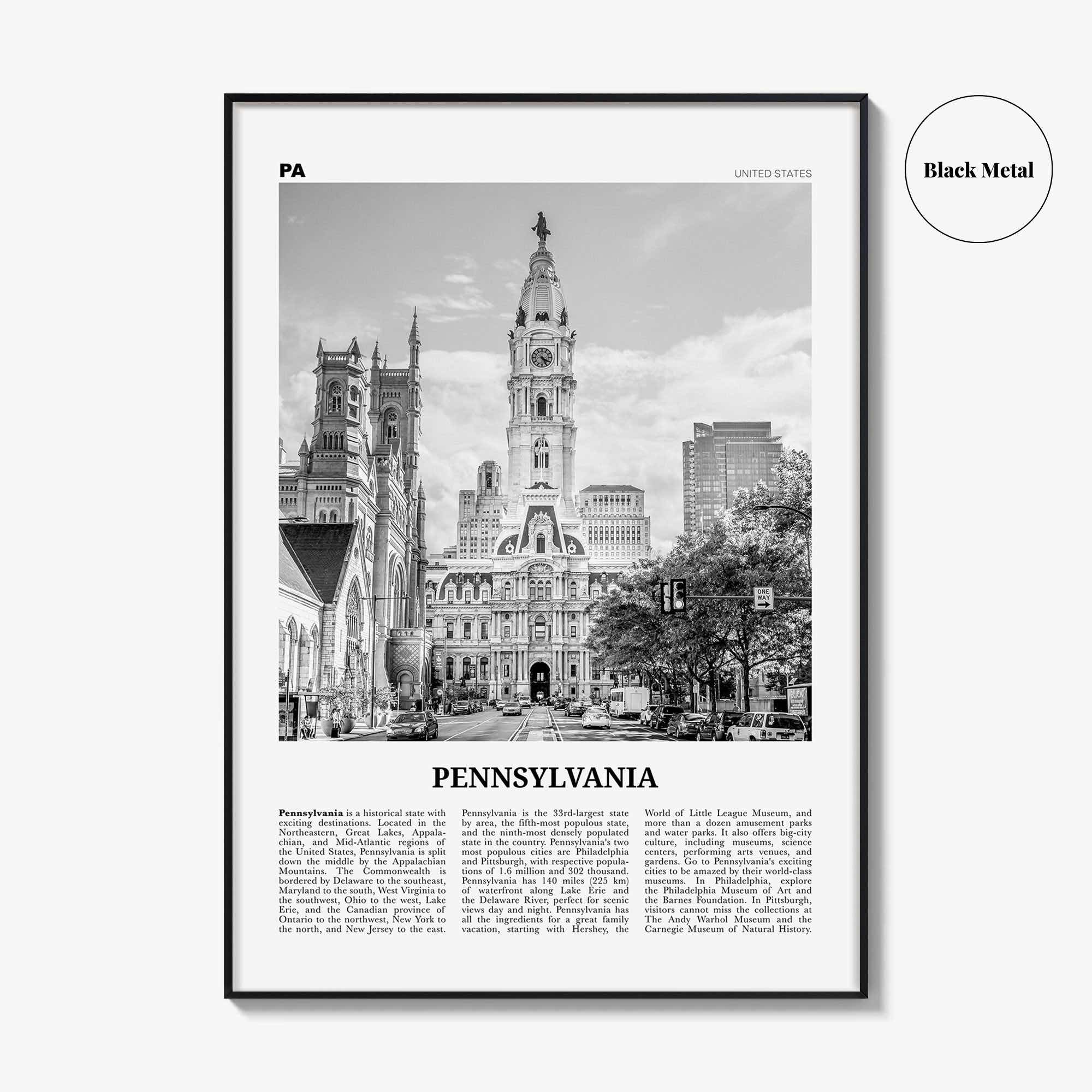 Pennsylvania Print Black and White No 5, Pennsylvania Wall Art, Pennsylvania Poster, Pennsylvania Photo, Pennsylvania Décor, United States