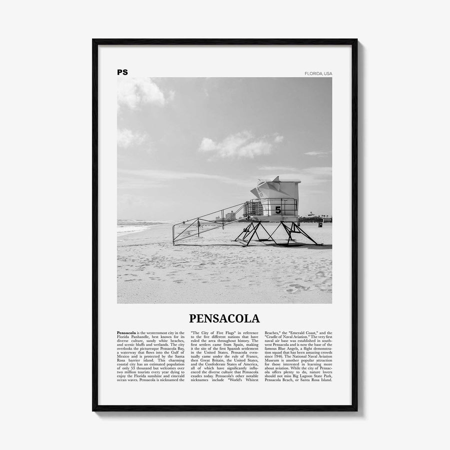 Pensacola Print Black and White No 1, Pensacola Wall Art, Pensacola Poster, Pensacola Photo, Pensacola Wall Décor, Florida, USA
