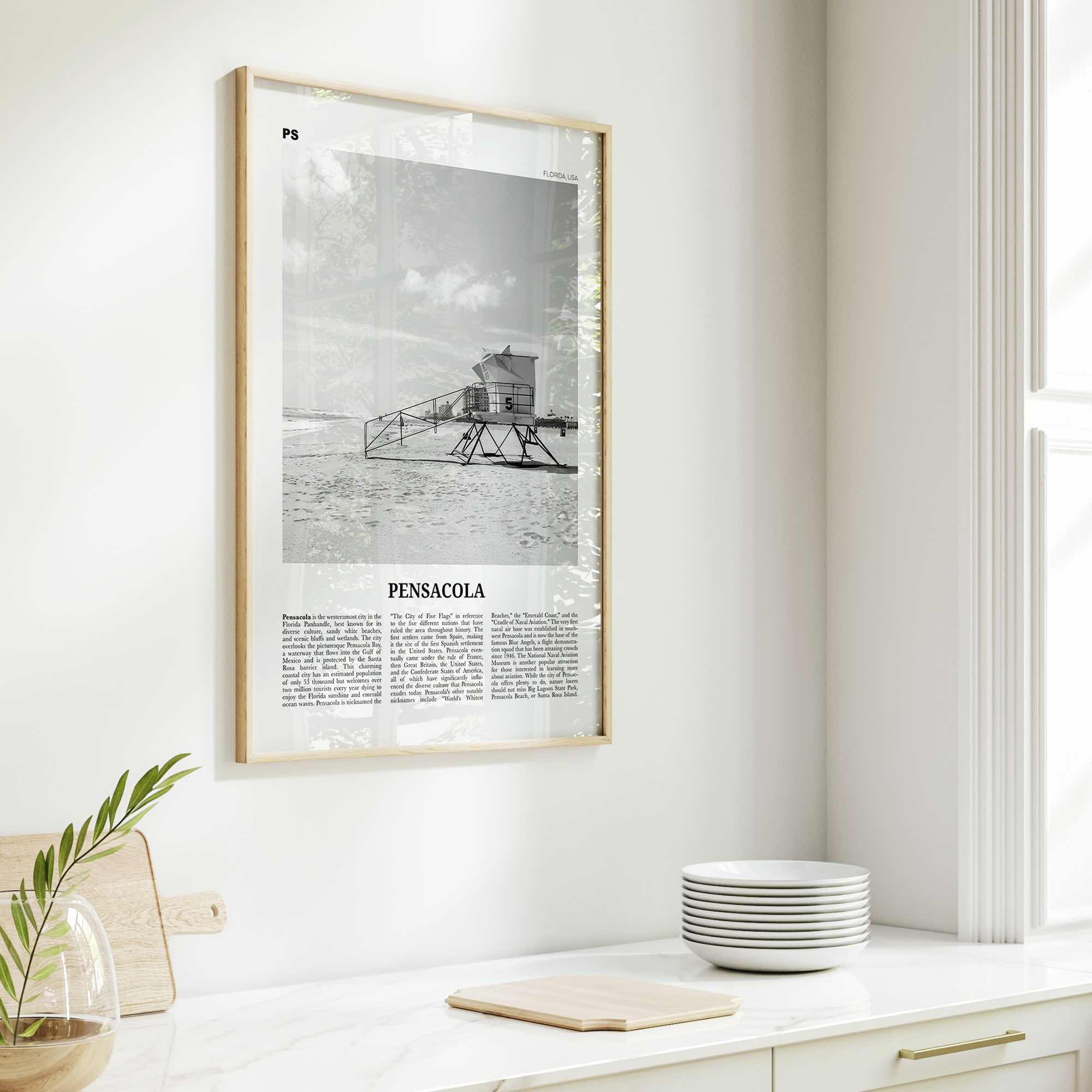 Pensacola Print Black and White No 1, Pensacola Wall Art, Pensacola Poster, Pensacola Photo, Pensacola Wall Décor, Florida, USA