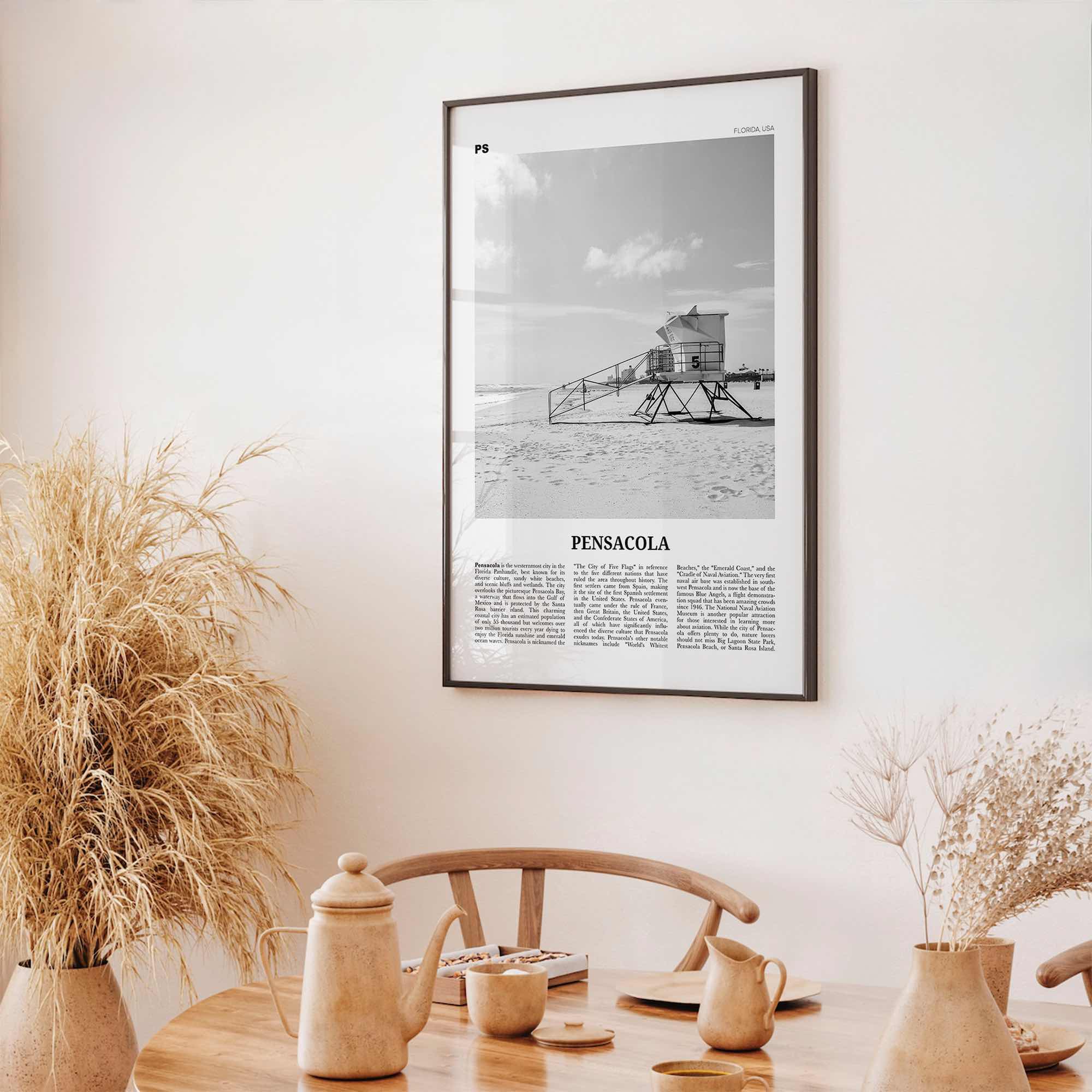 Pensacola Print Black and White No 1, Pensacola Wall Art, Pensacola Poster, Pensacola Photo, Pensacola Wall Décor, Florida, USA