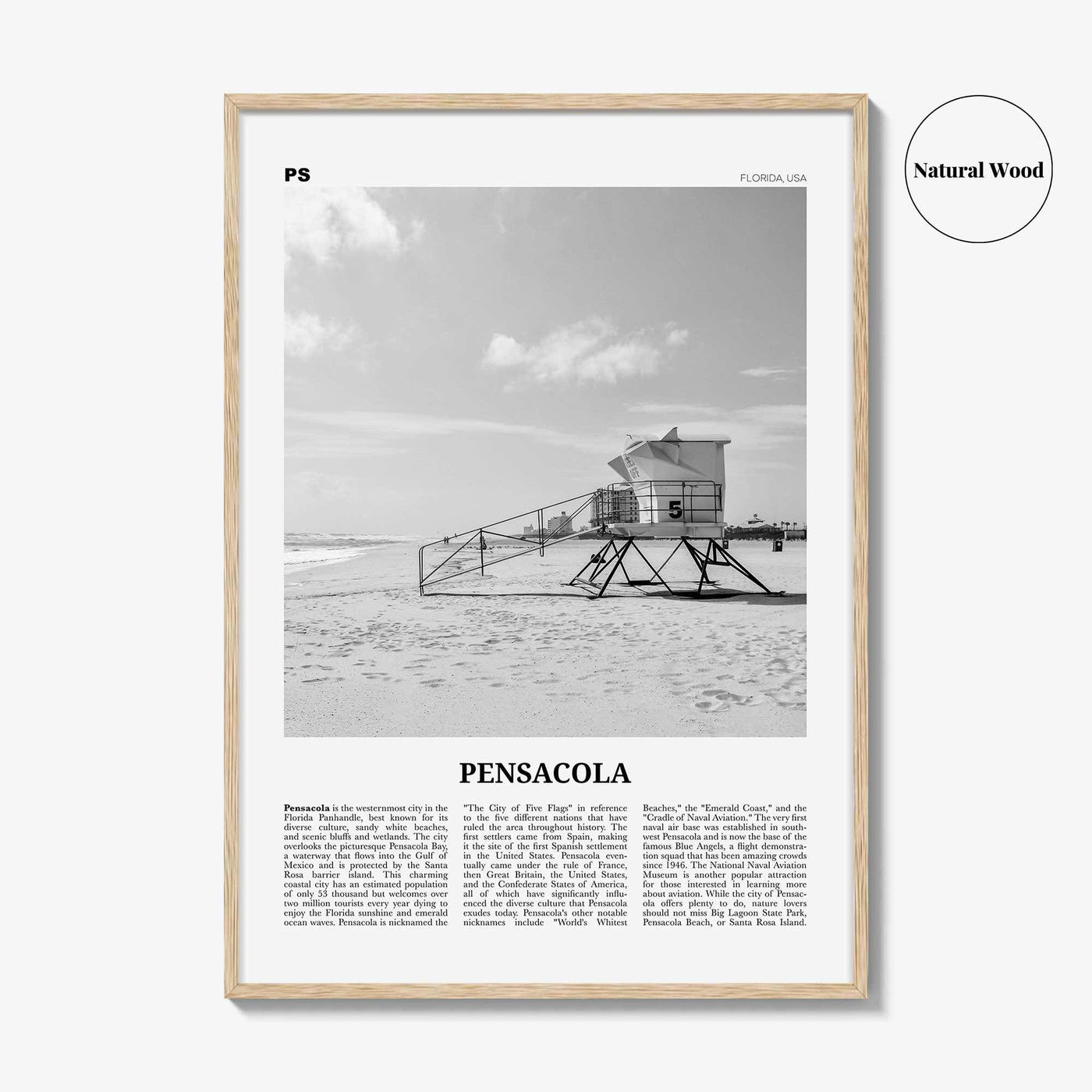 Pensacola Print Black and White No 1, Pensacola Wall Art, Pensacola Poster, Pensacola Photo, Pensacola Wall Décor, Florida, USA