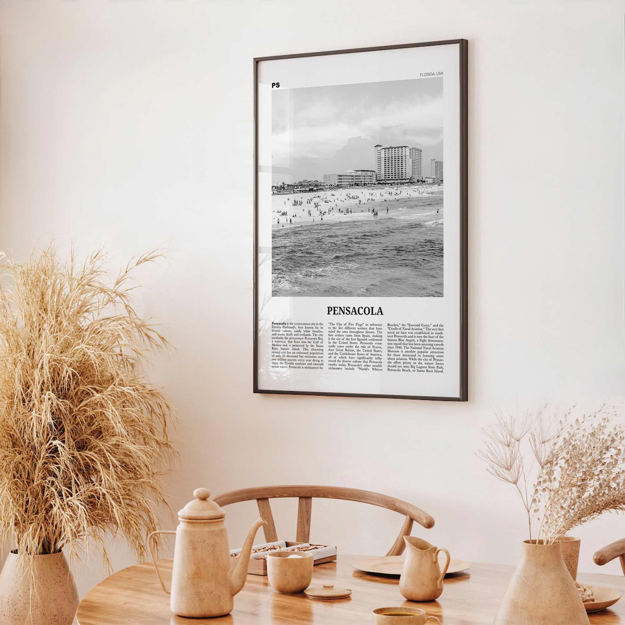 Pensacola Print Black and White No 2, Pensacola Wall Art, Pensacola Poster, Pensacola Photo, Pensacola Wall Décor, Florida, USA