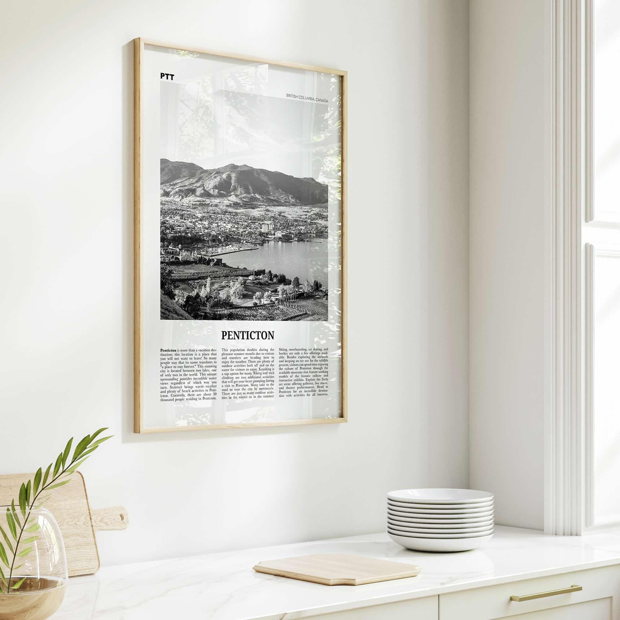 Penticton Print Black and White, Penticton Wall Art, Penticton Poster, Penticton Photo, Penticton Wall Décor, British Columbia, Canada