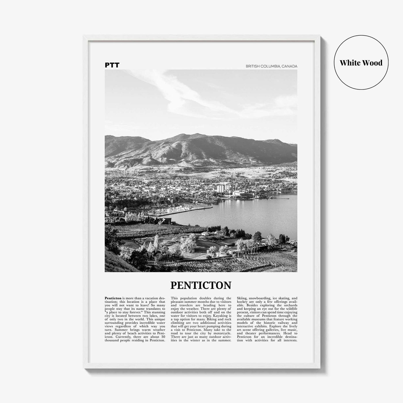 Penticton Print Black and White, Penticton Wall Art, Penticton Poster, Penticton Photo, Penticton Wall Décor, British Columbia, Canada