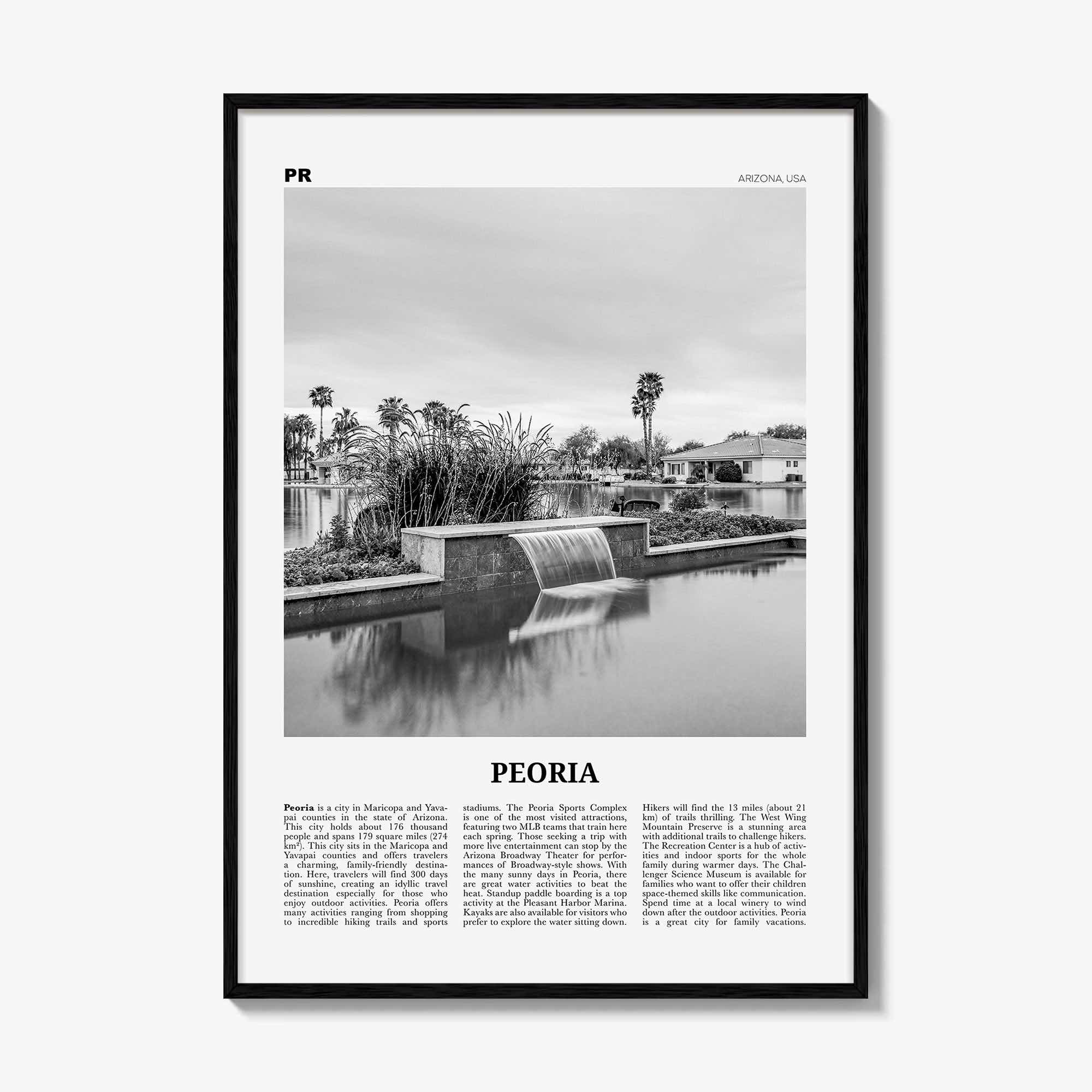 Peoria Print Black and White Arizona, Peoria Wall Art, Peoria Poster, Peoria Photo, Peoria Wall Décor, Peoria Map, USA