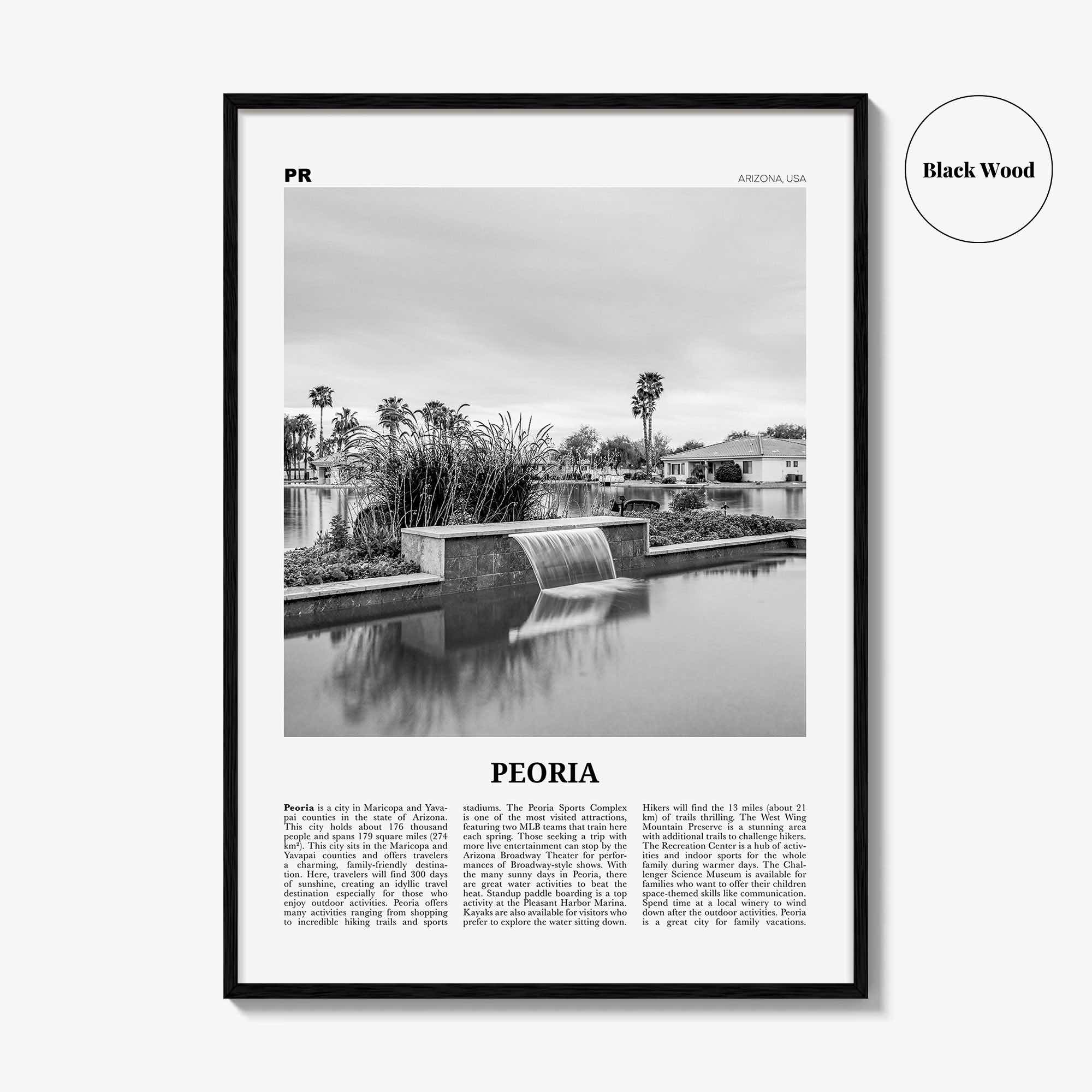 Peoria Print Black and White Arizona, Peoria Wall Art, Peoria Poster, Peoria Photo, Peoria Wall Décor, Peoria Map, USA