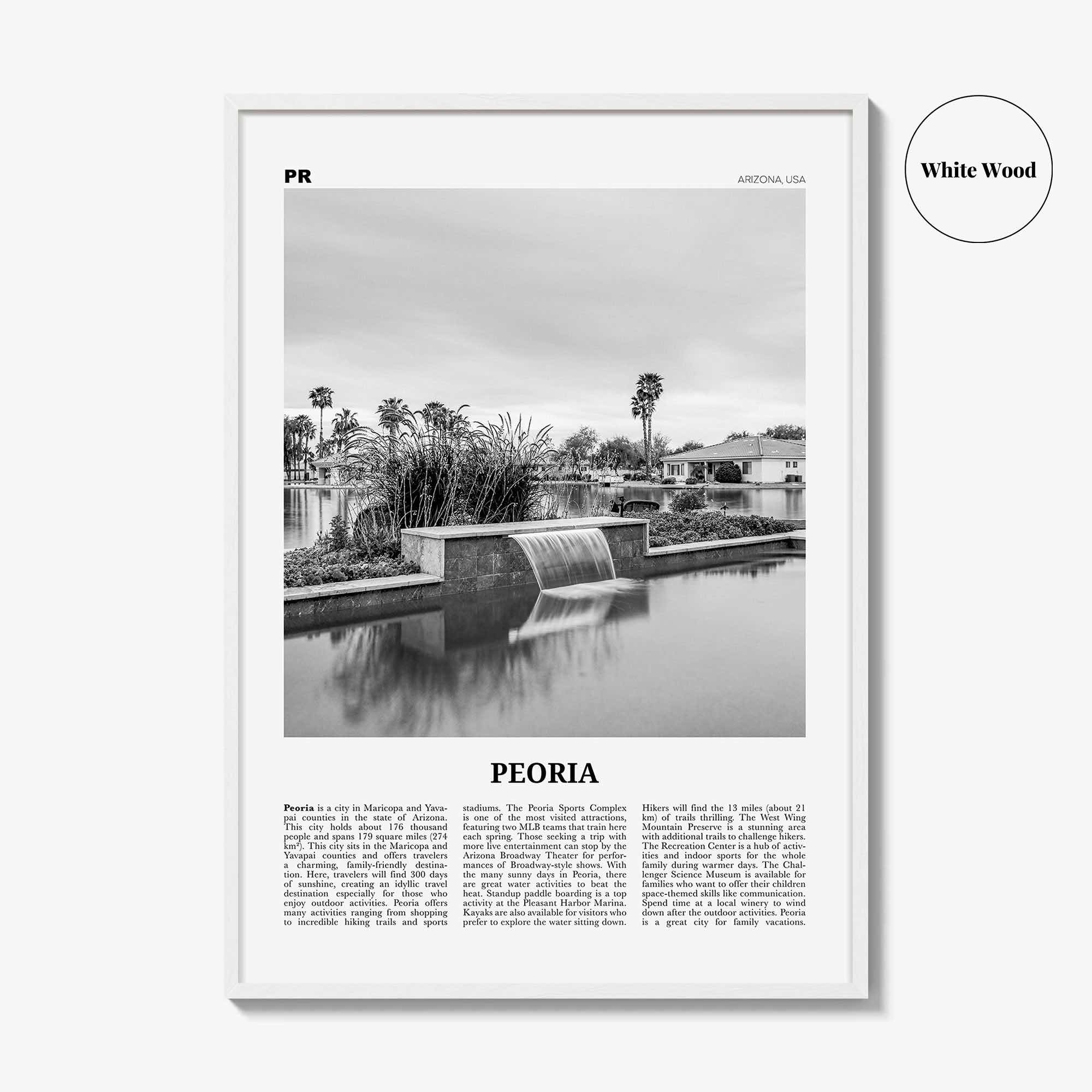 Peoria Print Black and White Arizona, Peoria Wall Art, Peoria Poster, Peoria Photo, Peoria Wall Décor, Peoria Map, USA