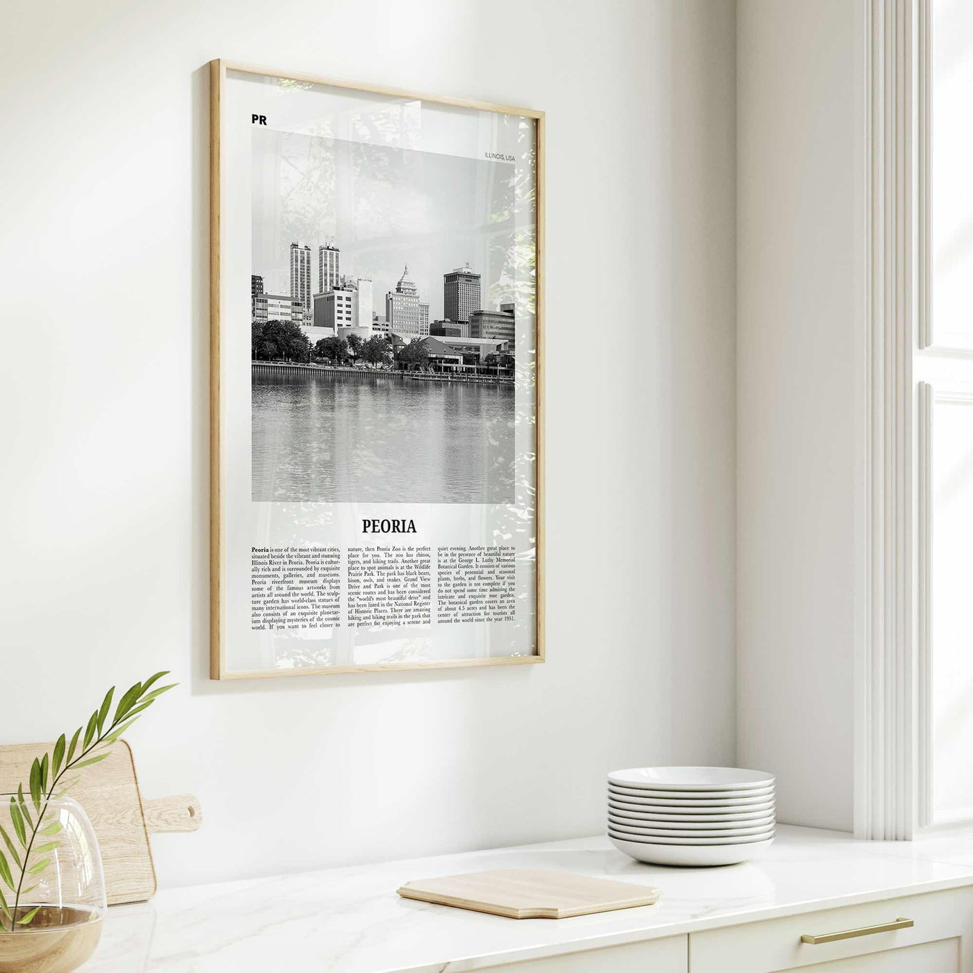 Peoria Print Black and White Illinois, Peoria Wall Art, Peoria Poster, Peoria Photo, Peoria Map, USA, United States