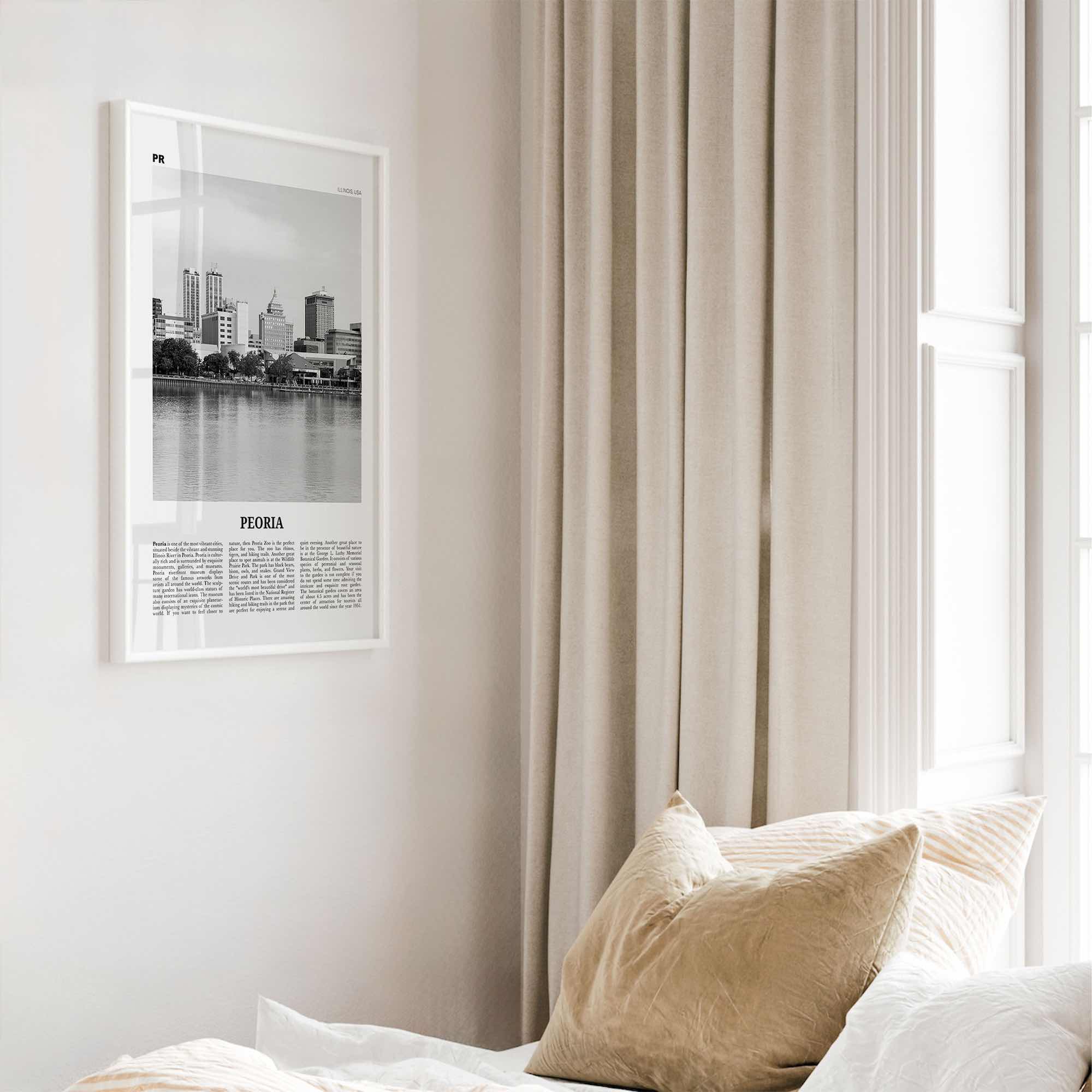 Peoria Print Black and White Illinois, Peoria Wall Art, Peoria Poster, Peoria Photo, Peoria Map, USA, United States