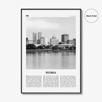 Peoria Print Black and White Illinois, Peoria Wall Art, Peoria Poster, Peoria Photo, Peoria Map, USA, United States