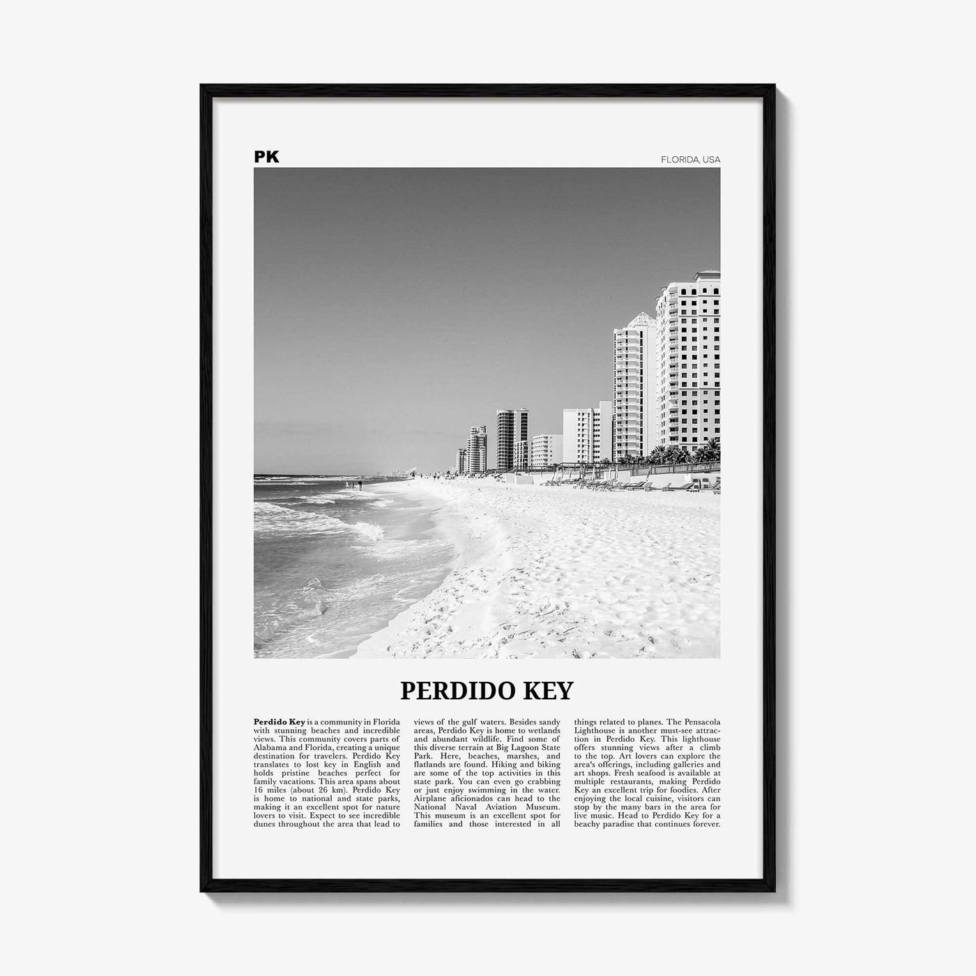 Perdido Key Print Black and White, Perdido Key Wall Art, Perdido Key Poster, Perdido Key Photo, Perdido Key Wall Décor, Florida, USA