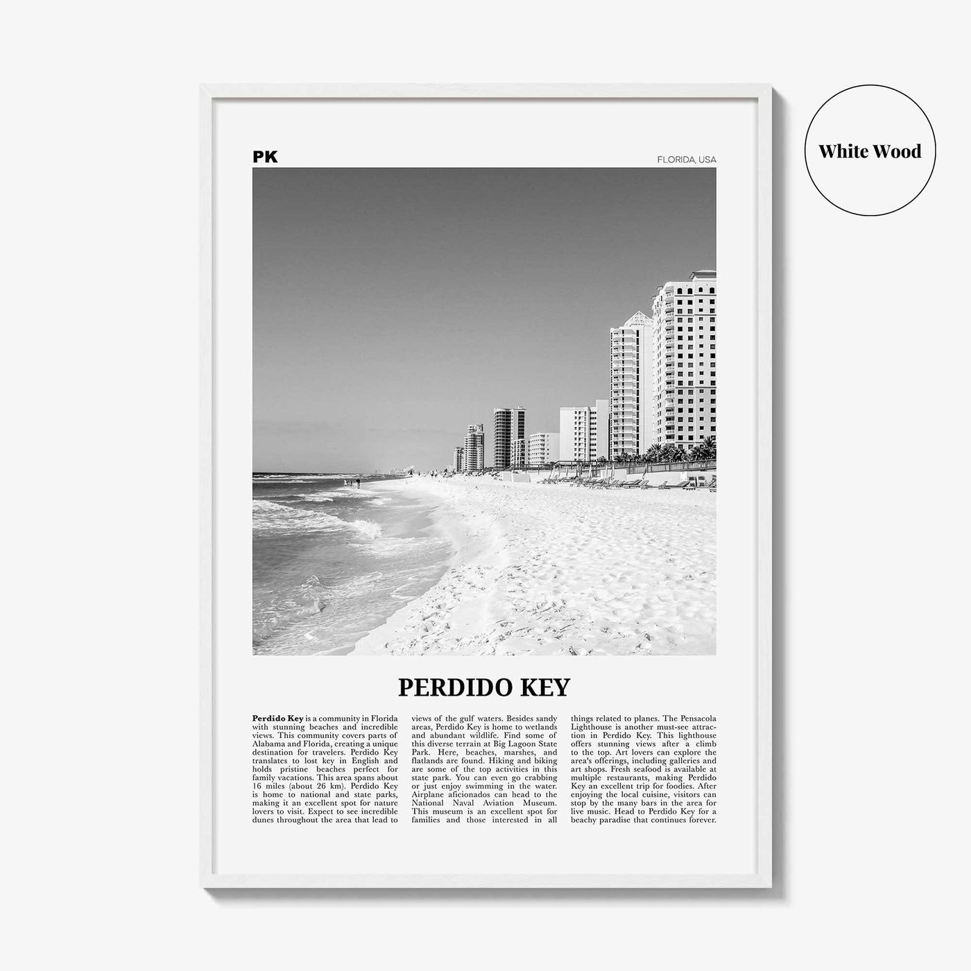 Perdido Key Print Black and White, Perdido Key Wall Art, Perdido Key Poster, Perdido Key Photo, Perdido Key Wall Décor, Florida, USA
