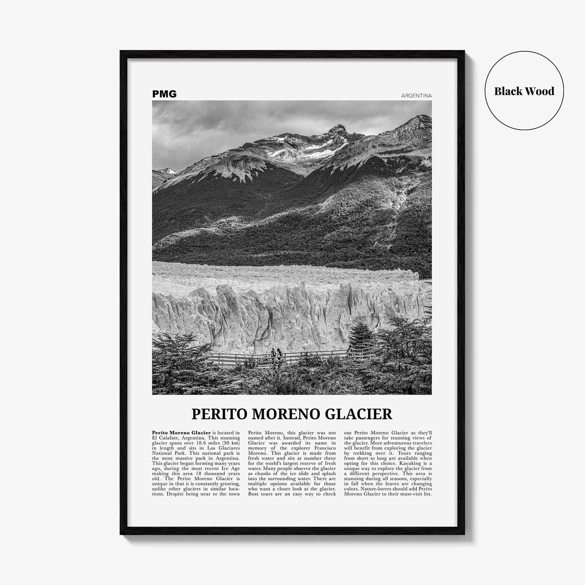 Perito Moreno Glacier Print Black and White, Perito Moreno Wall Art, Perito Moreno Poster, Perito Moreno Photo, Perito Moreno Wall Décor