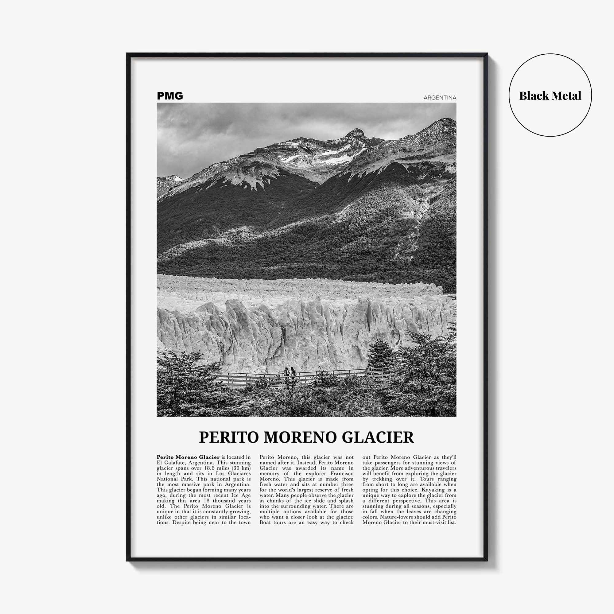 Perito Moreno Glacier Print Black and White, Perito Moreno Wall Art, Perito Moreno Poster, Perito Moreno Photo, Perito Moreno Wall Décor