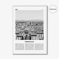 Perpignan Print Black and White, Perpignan Wall Art, Perpignan Poster, Perpignan Photo, Perpignan Wall Décor, Perpignan Map, France