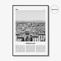Perpignan Print Black and White, Perpignan Wall Art, Perpignan Poster, Perpignan Photo, Perpignan Wall Décor, Perpignan Map, France
