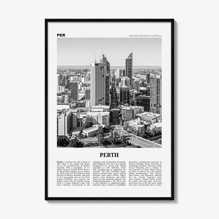 Perth Print Black and White, Perth Wall Art, Perth Poster, Perth Photo, Perth Wall Decor, City Print, Western Australia, Oceania
