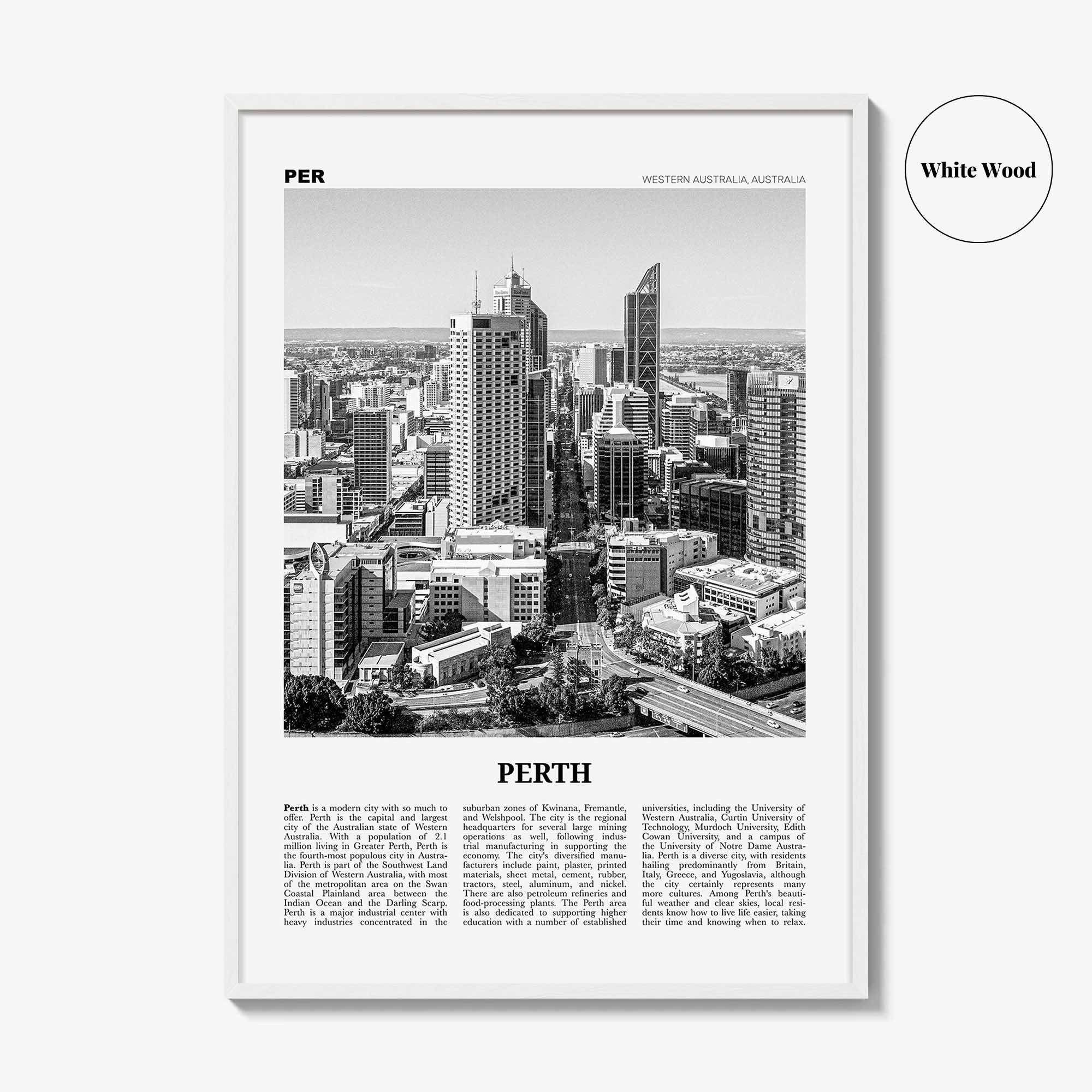 Perth Print Black and White, Perth Wall Art, Perth Poster, Perth Photo, Perth Wall Decor, City Print, Western Australia, Oceania