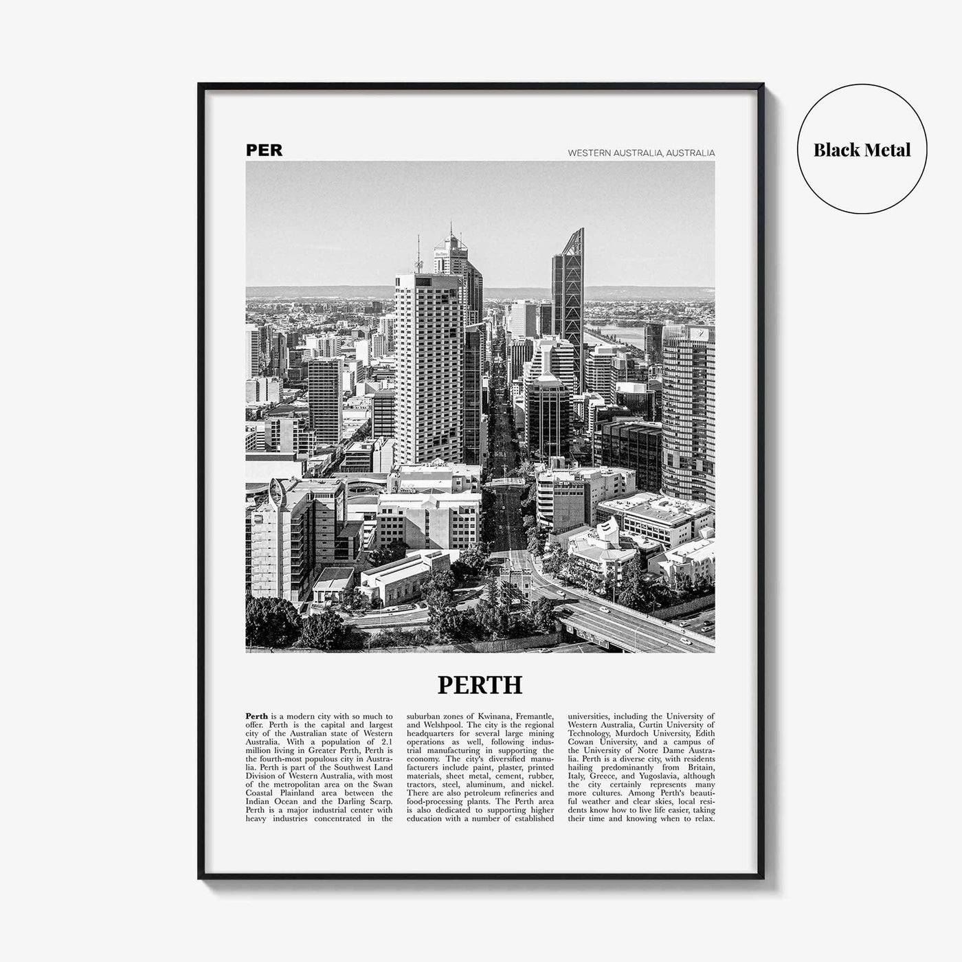 Perth Print Black and White, Perth Wall Art, Perth Poster, Perth Photo, Perth Wall Decor, City Print, Western Australia, Oceania
