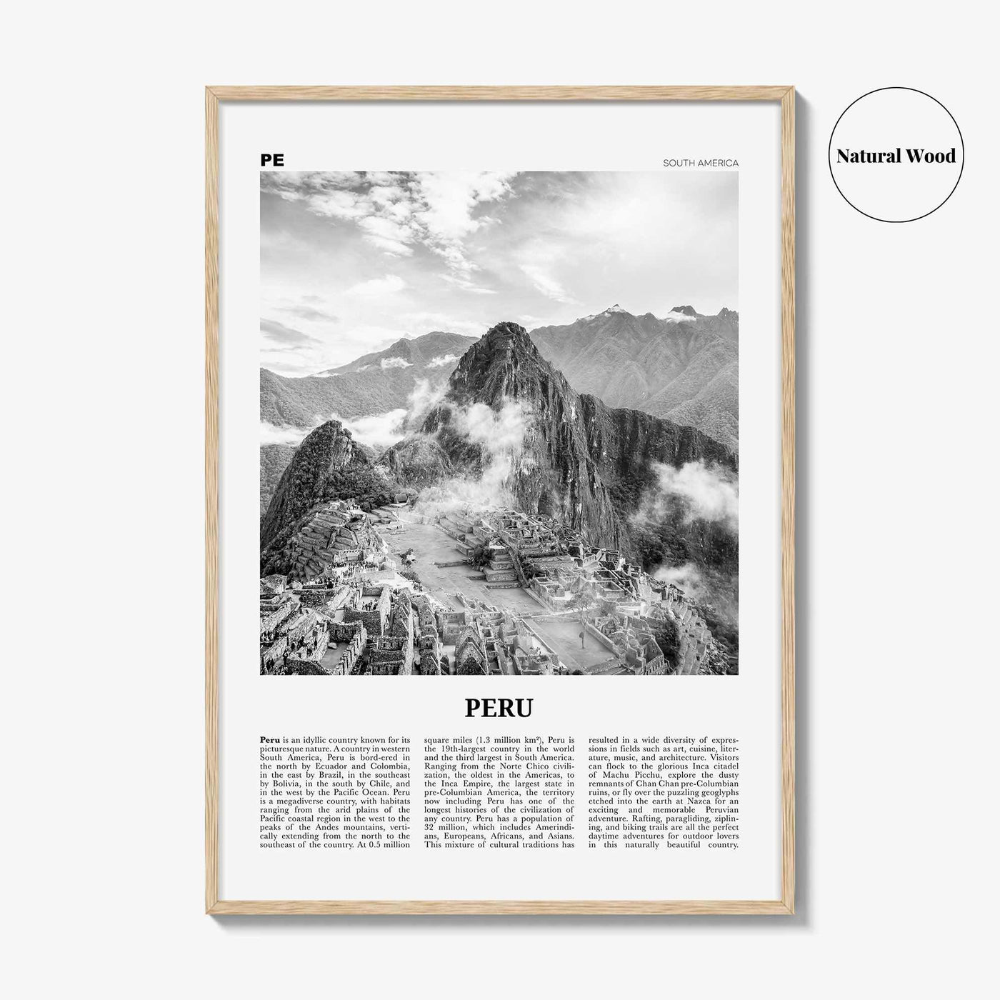 Peru Print Black and White No 1, Peru Wall Art, Peru Poster, Peru Photo, Peru Wall Decor, Country Art Print, República del Perú