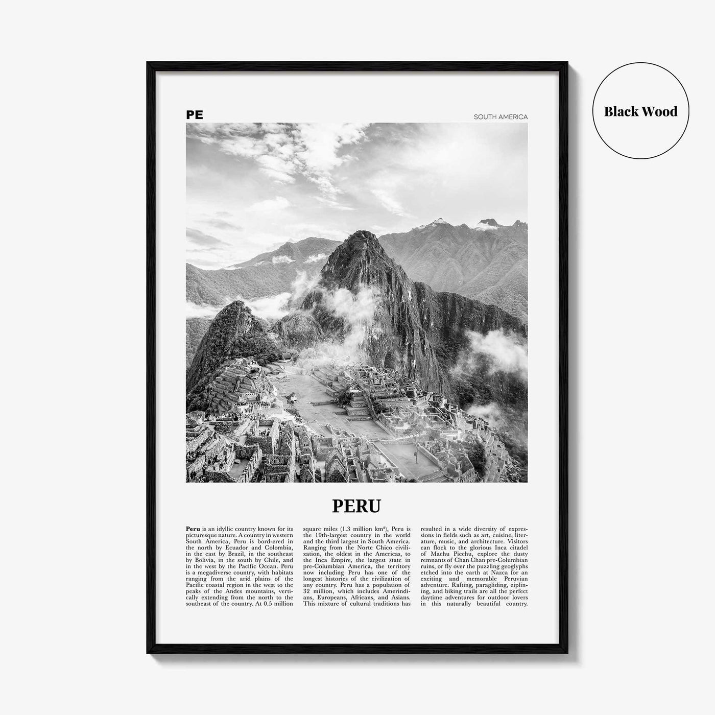 Peru Print Black and White No 1, Peru Wall Art, Peru Poster, Peru Photo, Peru Wall Decor, Country Art Print, República del Perú