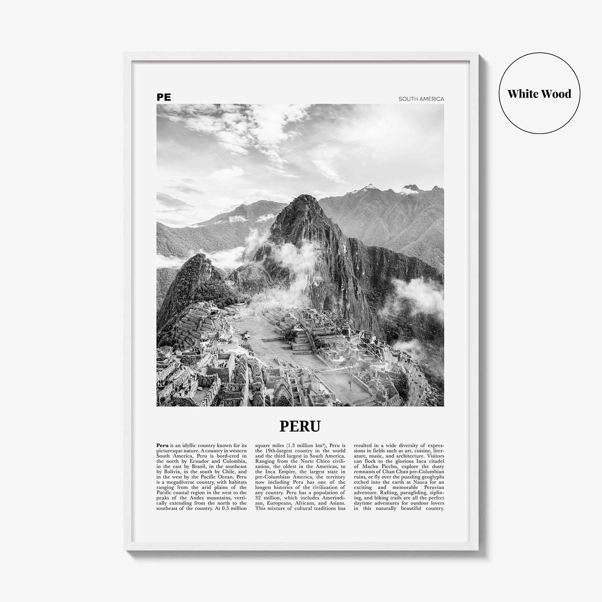 Peru Print Black and White No 1, Peru Wall Art, Peru Poster, Peru Photo, Peru Wall Decor, Country Art Print, República del Perú