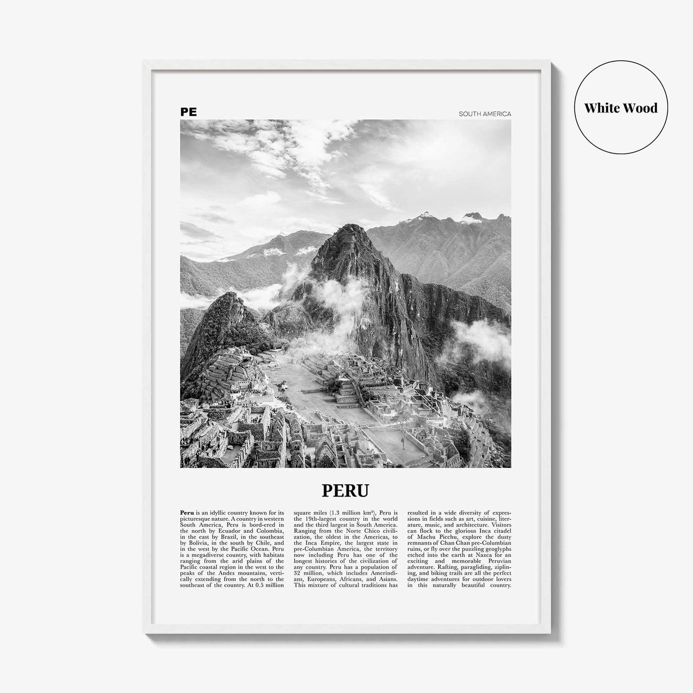 Peru Print Black and White No 1, Peru Wall Art, Peru Poster, Peru Photo, Peru Wall Decor, Country Art Print, República del Perú