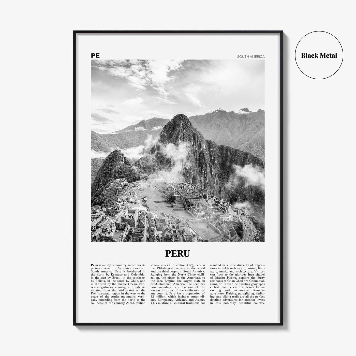 Peru Print Black and White No 1, Peru Wall Art, Peru Poster, Peru Photo, Peru Wall Decor, Country Art Print, República del Perú