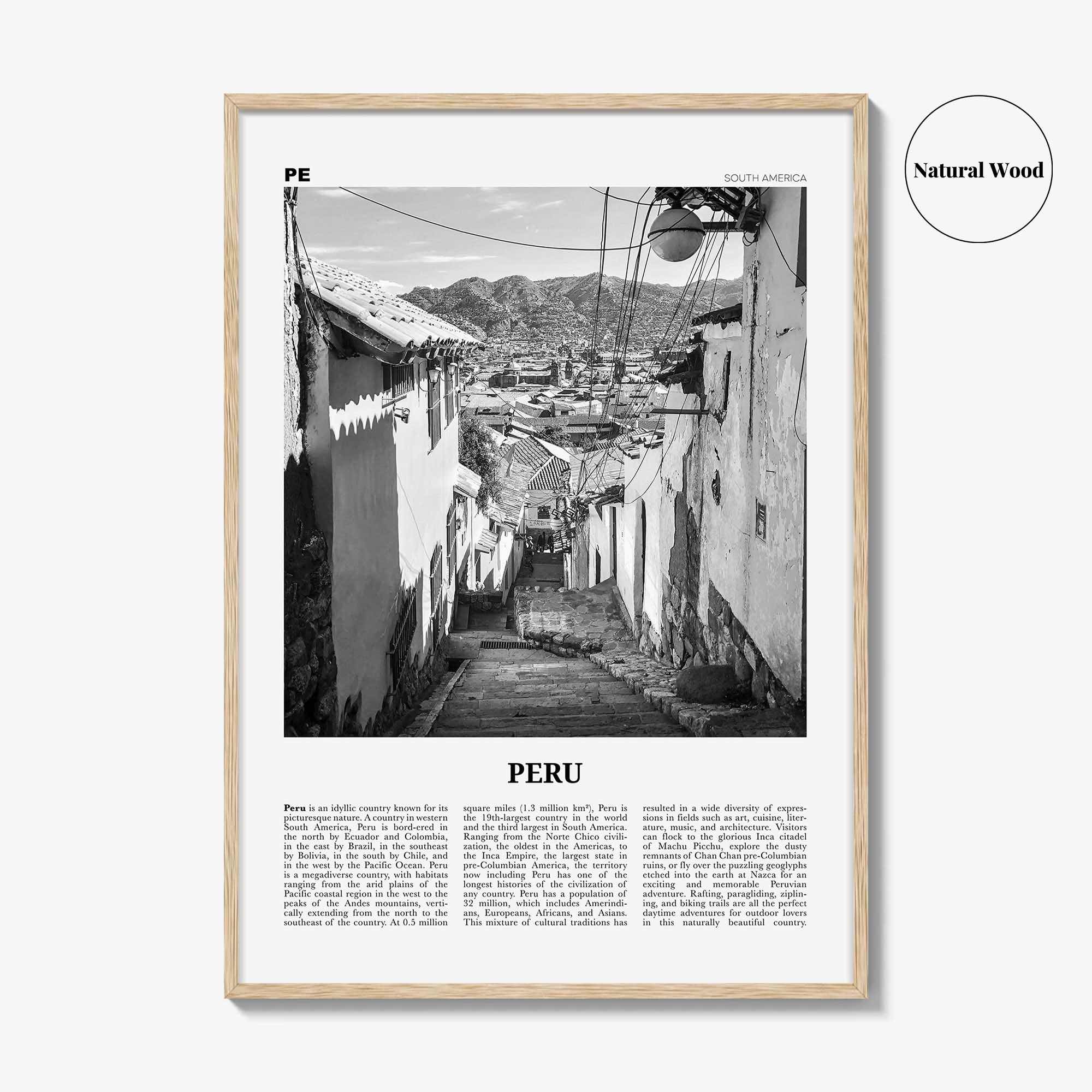 Peru Print Black and White No 2, Peru Wall Art, Peru Poster, Peru Photo, Peru Wall Decor, Country Art Print, República del Perú, America