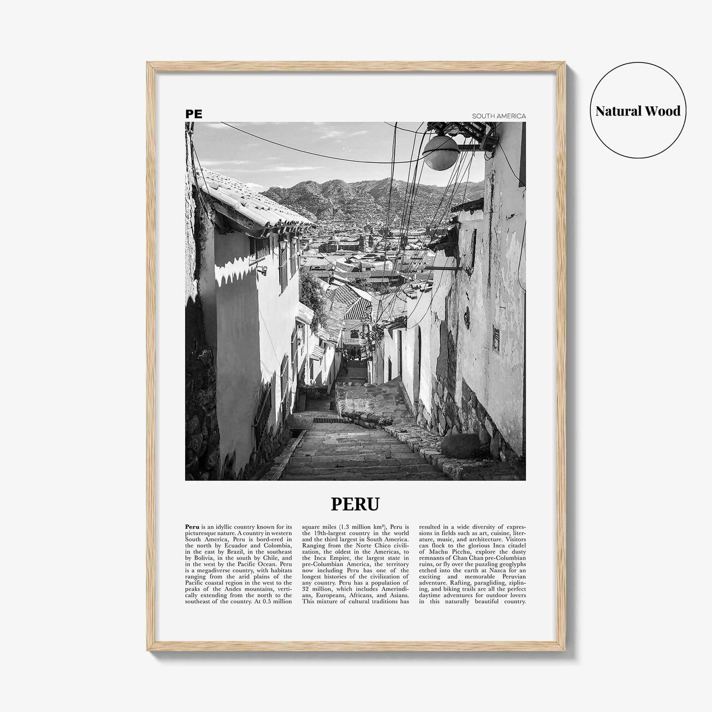 Peru Print Black and White No 2, Peru Wall Art, Peru Poster, Peru Photo, Peru Wall Decor, Country Art Print, República del Perú, America