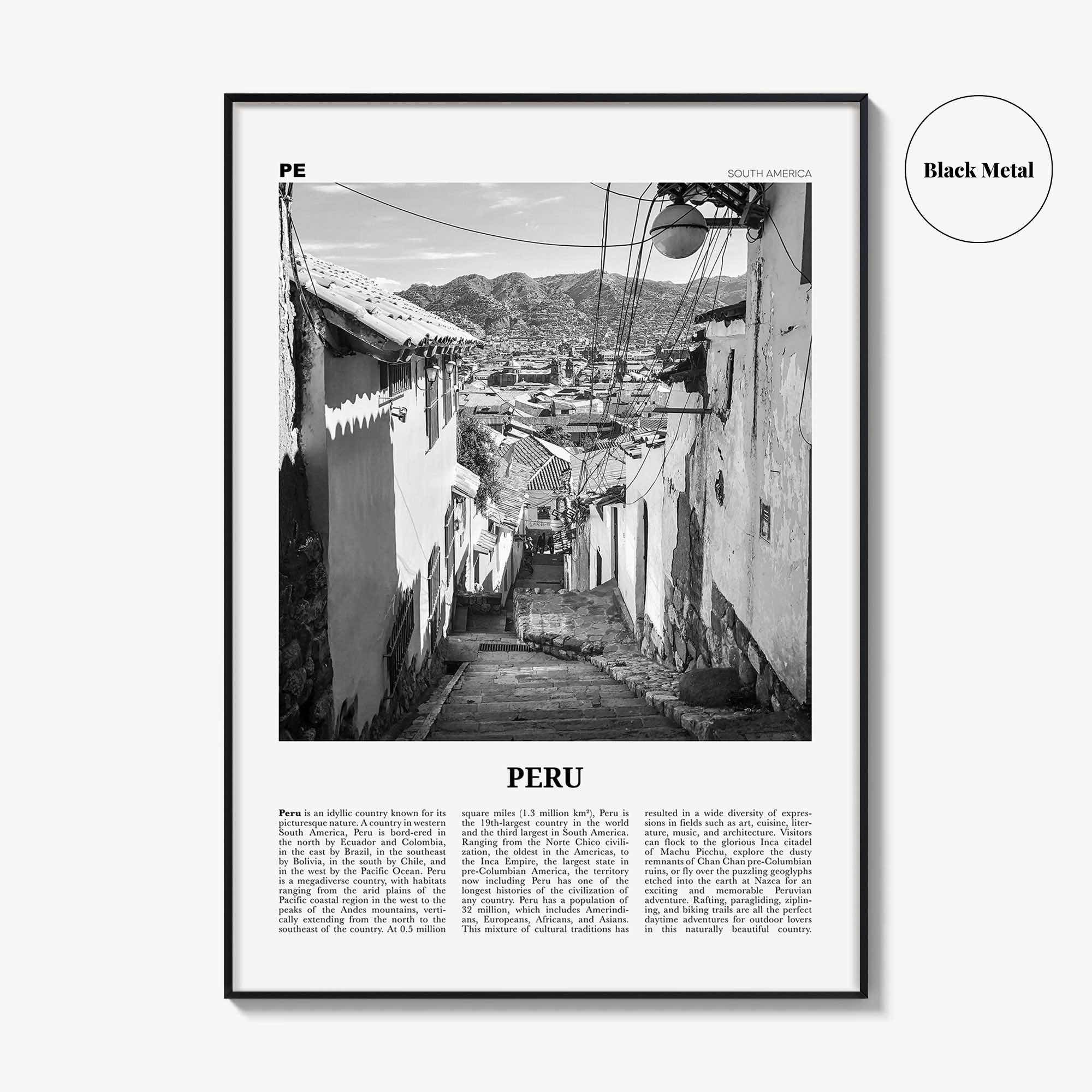 Peru Print Black and White No 2, Peru Wall Art, Peru Poster, Peru Photo, Peru Wall Decor, Country Art Print, República del Perú, America