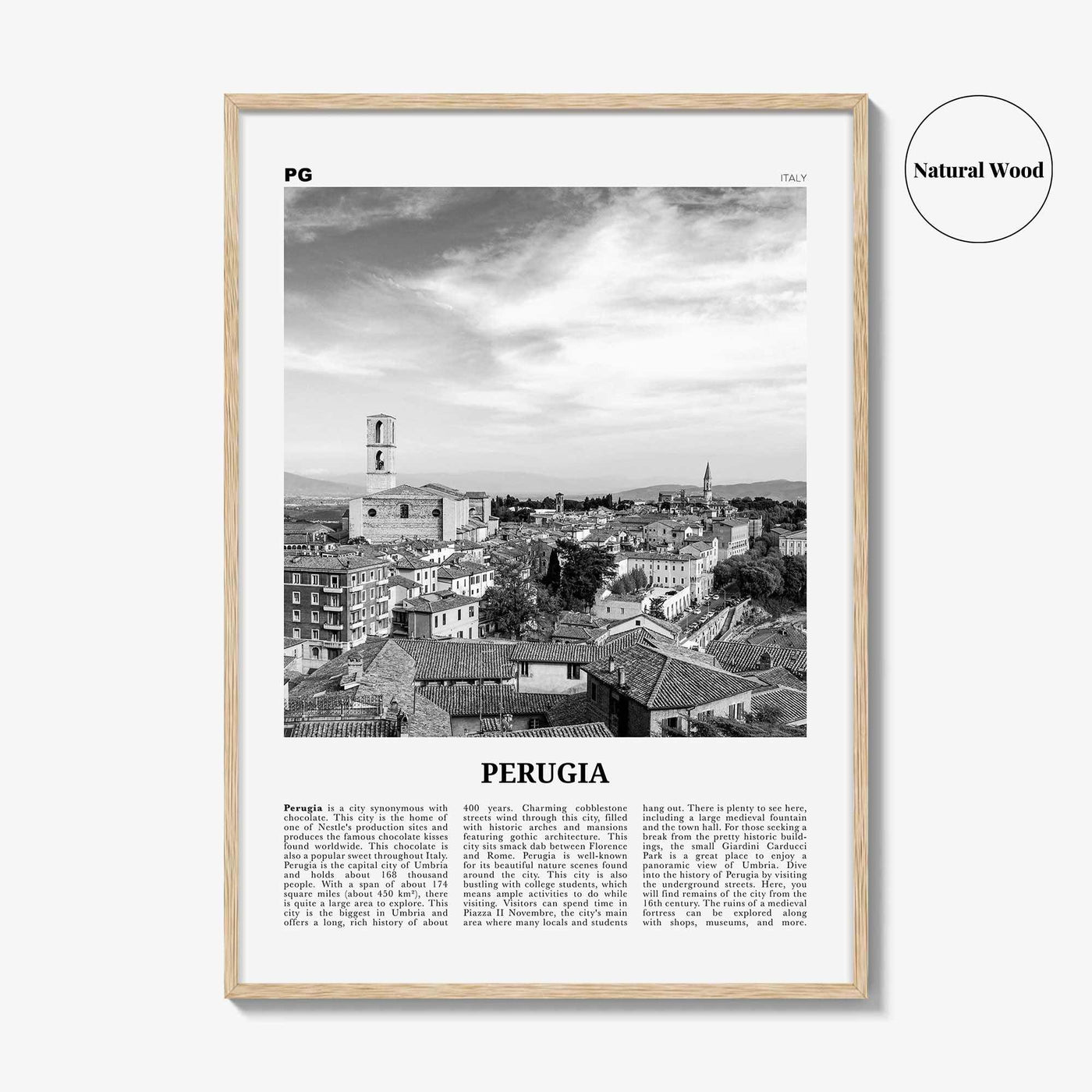 Perugia Print Black and White, Perugia  Wall Art, Perugia Poster,  Perugia Photo, Perugia Wall Décor, Perugia Map, Italy