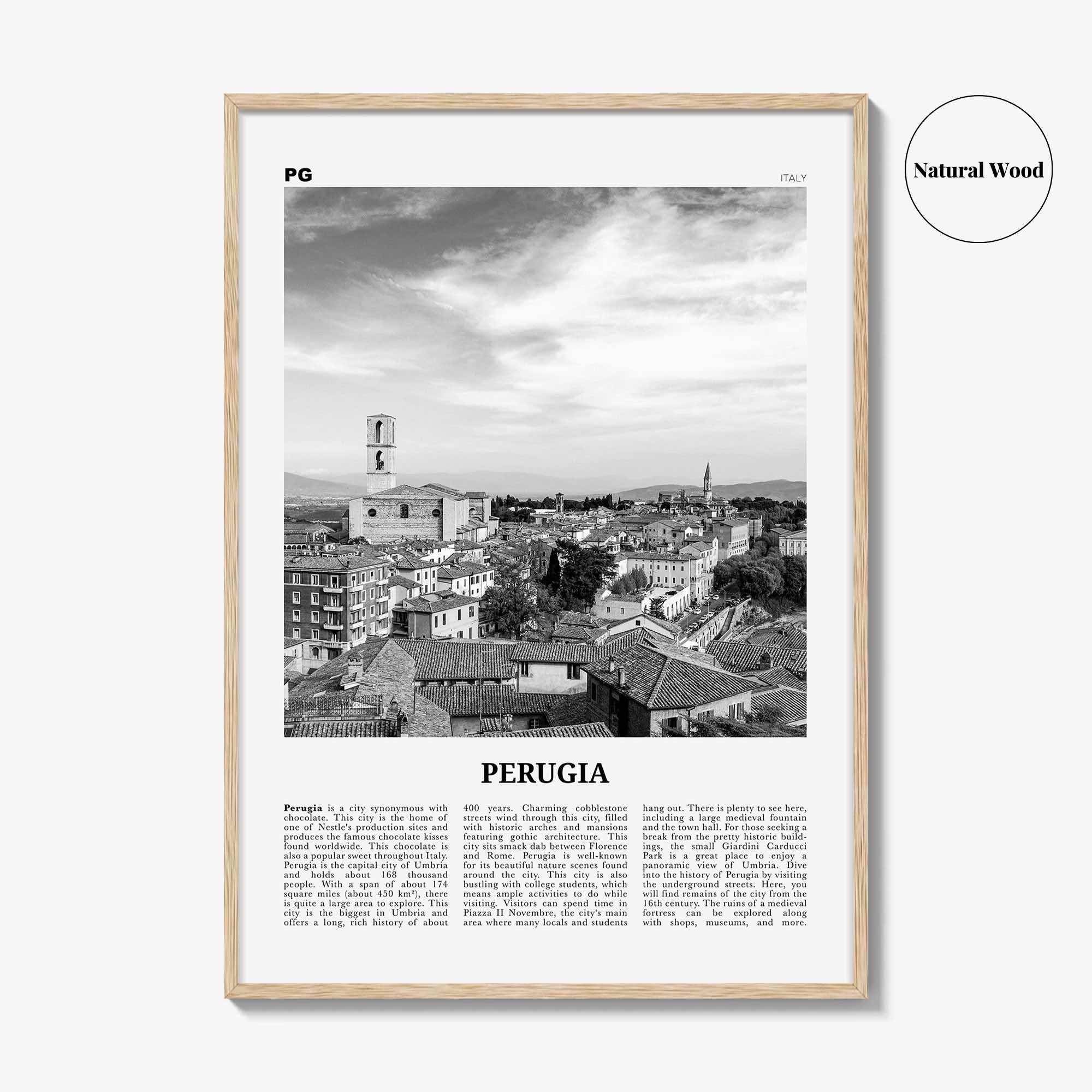 Perugia Print Black and White, Perugia  Wall Art, Perugia Poster,  Perugia Photo, Perugia Wall Décor, Perugia Map, Italy