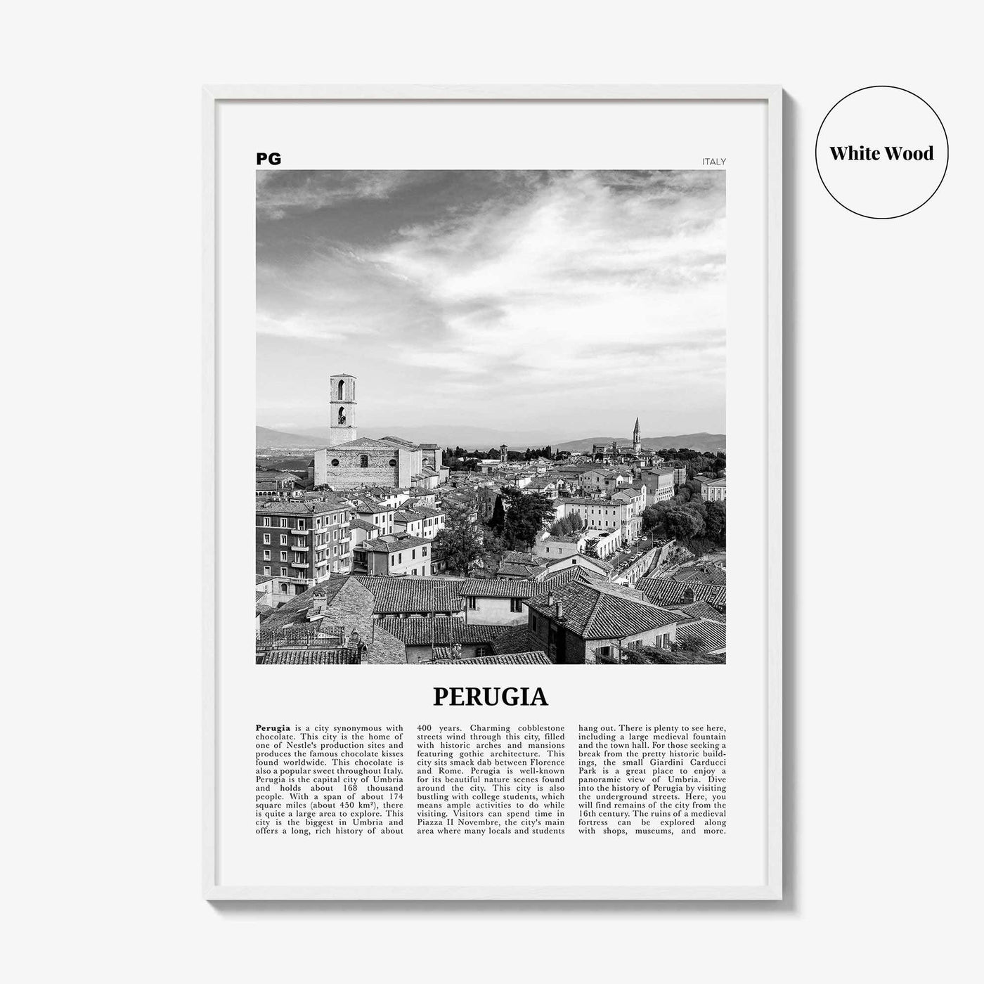 Perugia Print Black and White, Perugia  Wall Art, Perugia Poster,  Perugia Photo, Perugia Wall Décor, Perugia Map, Italy