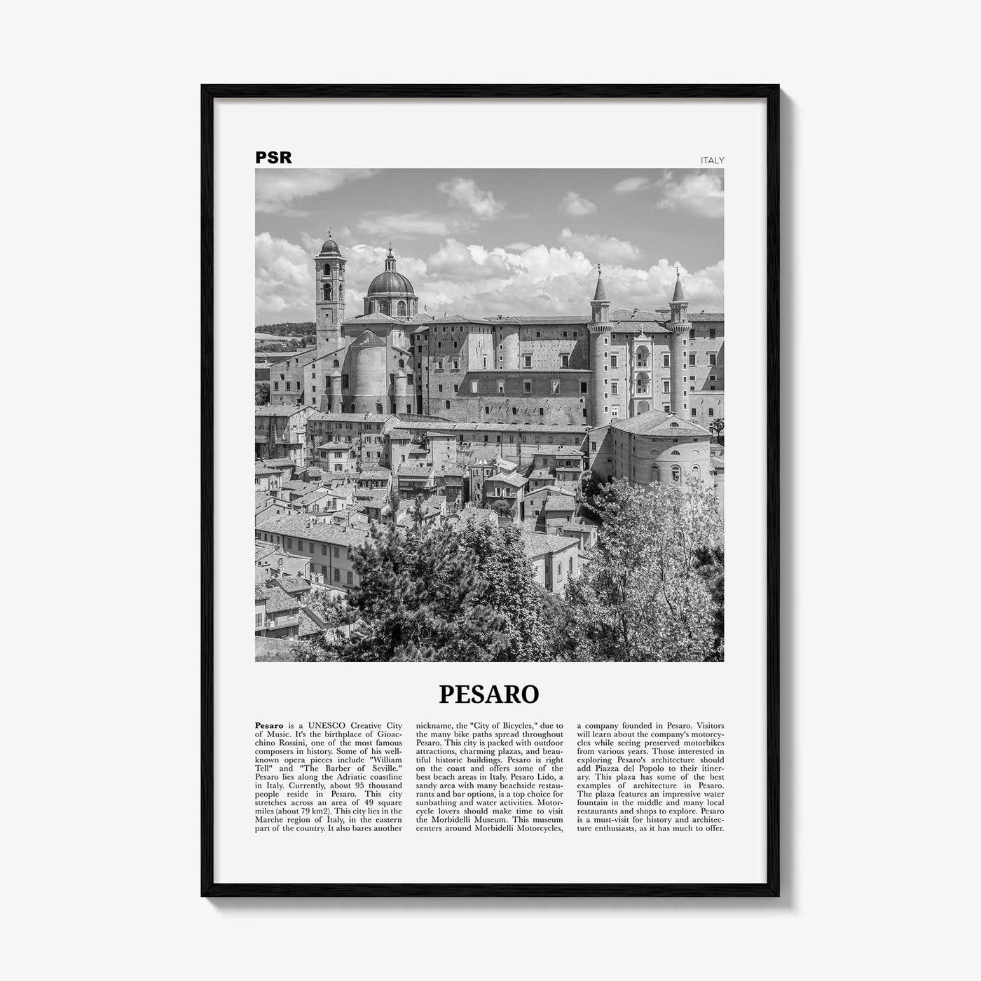 Pesaro Print Black and White, Pesaro Wall Art, Pesaro Poster, Pesaro Photo, Pesaro Wall Décor, Pesaro Map, Italy