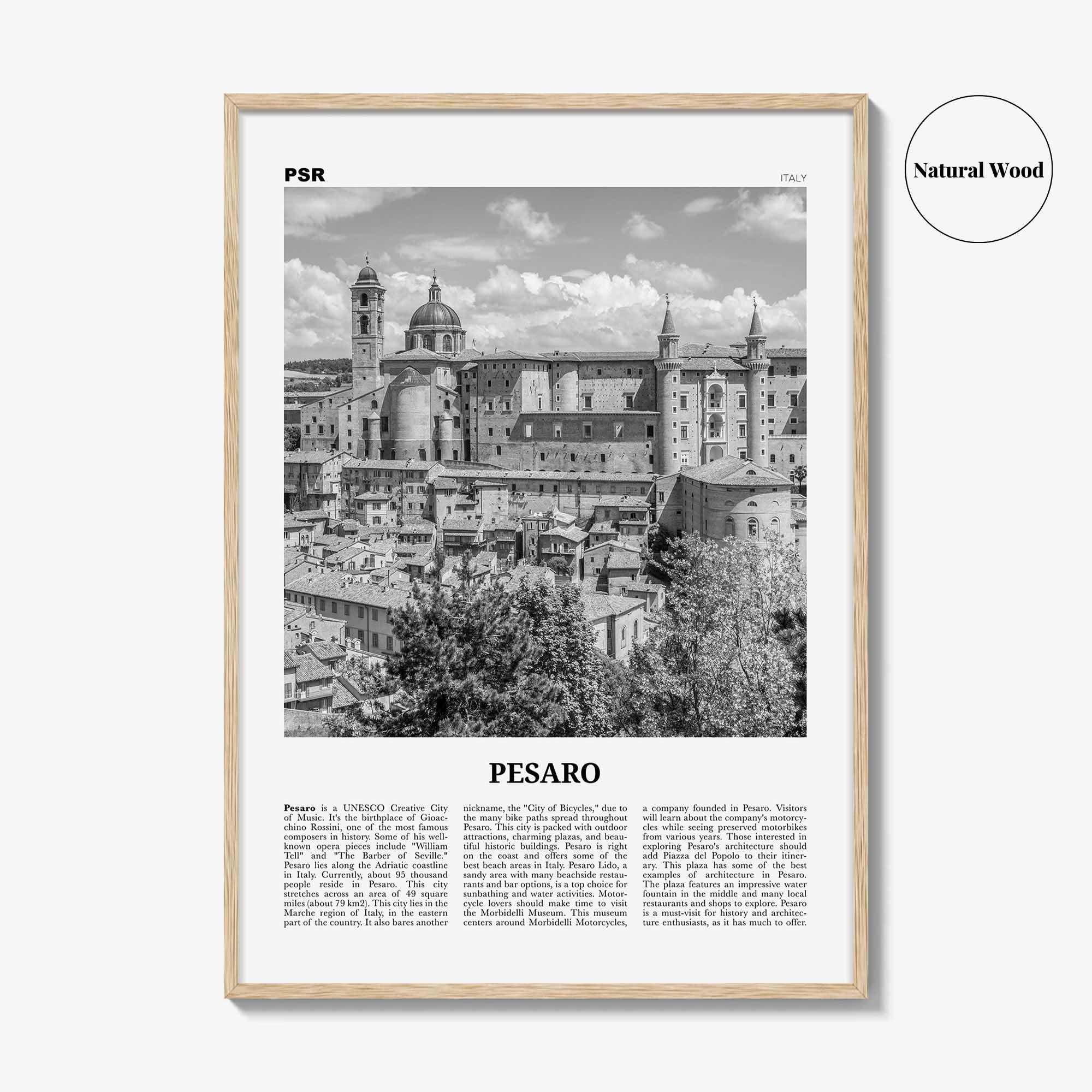 Pesaro Print Black and White, Pesaro Wall Art, Pesaro Poster, Pesaro Photo, Pesaro Wall Décor, Pesaro Map, Italy