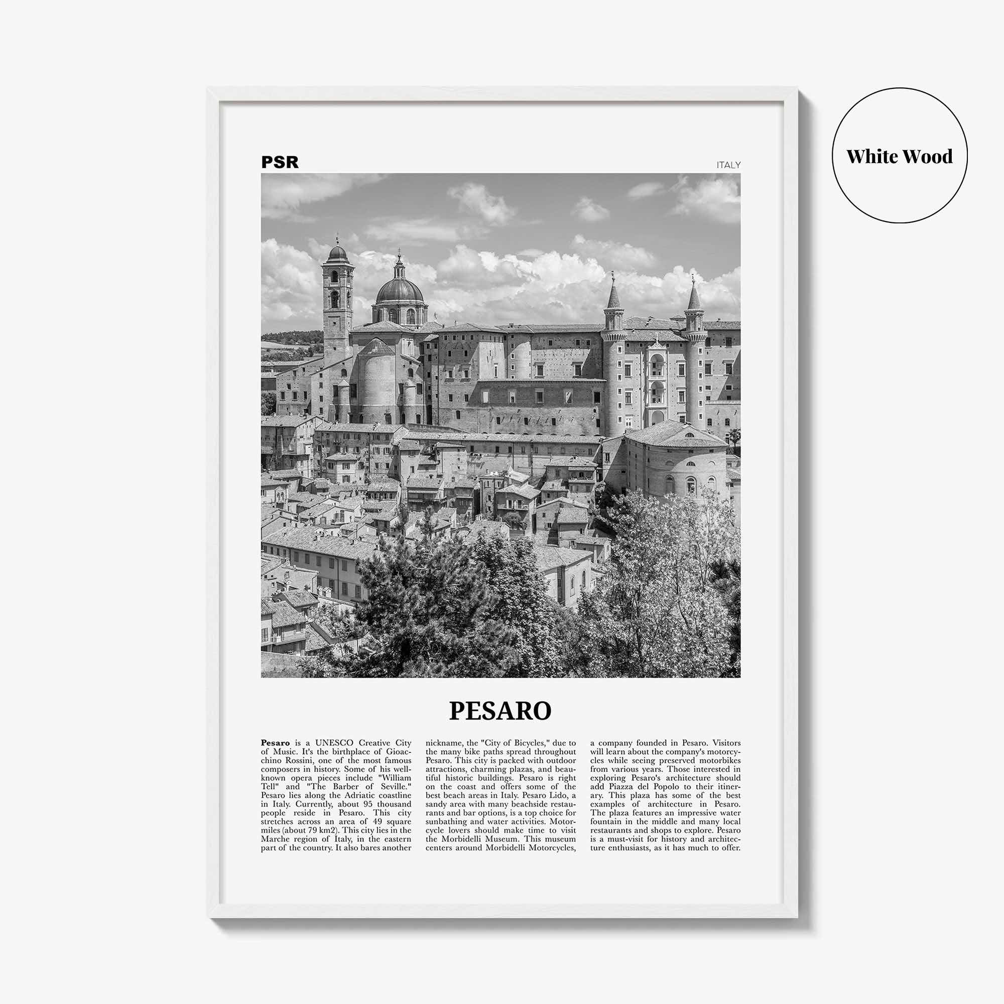 Pesaro Print Black and White, Pesaro Wall Art, Pesaro Poster, Pesaro Photo, Pesaro Wall Décor, Pesaro Map, Italy
