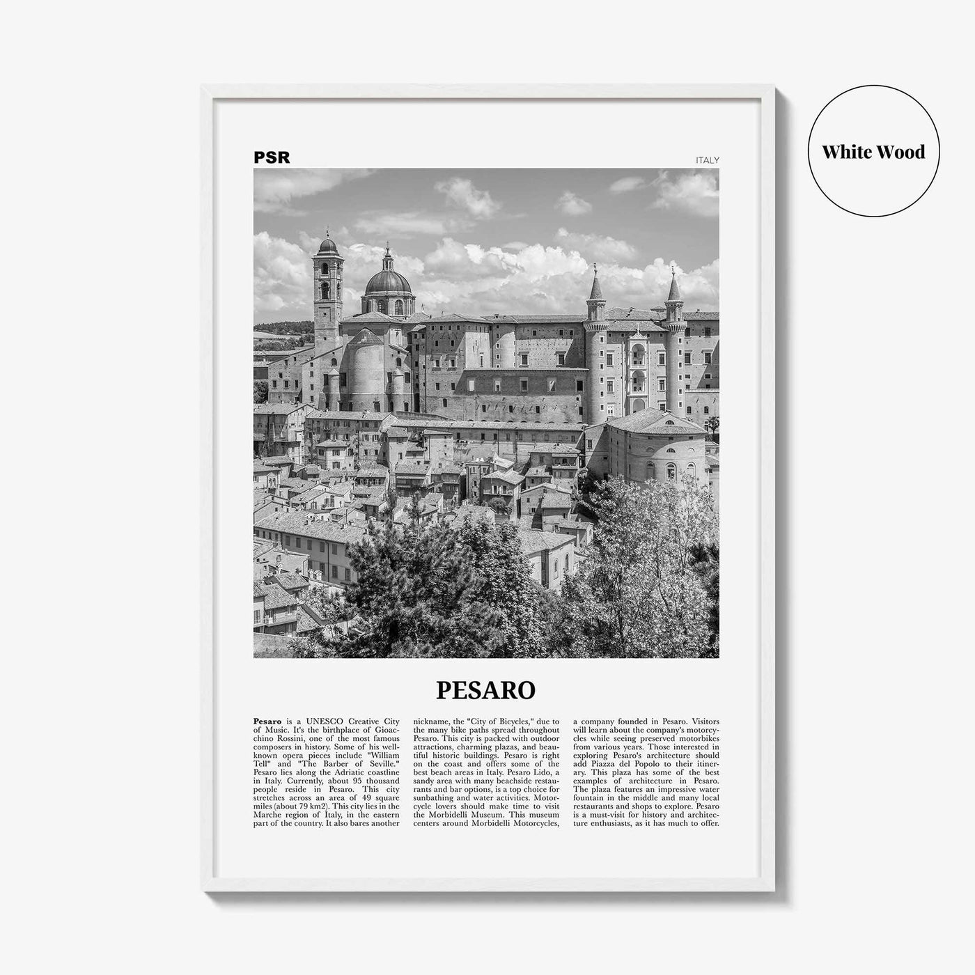 Pesaro Print Black and White, Pesaro Wall Art, Pesaro Poster, Pesaro Photo, Pesaro Wall Décor, Pesaro Map, Italy