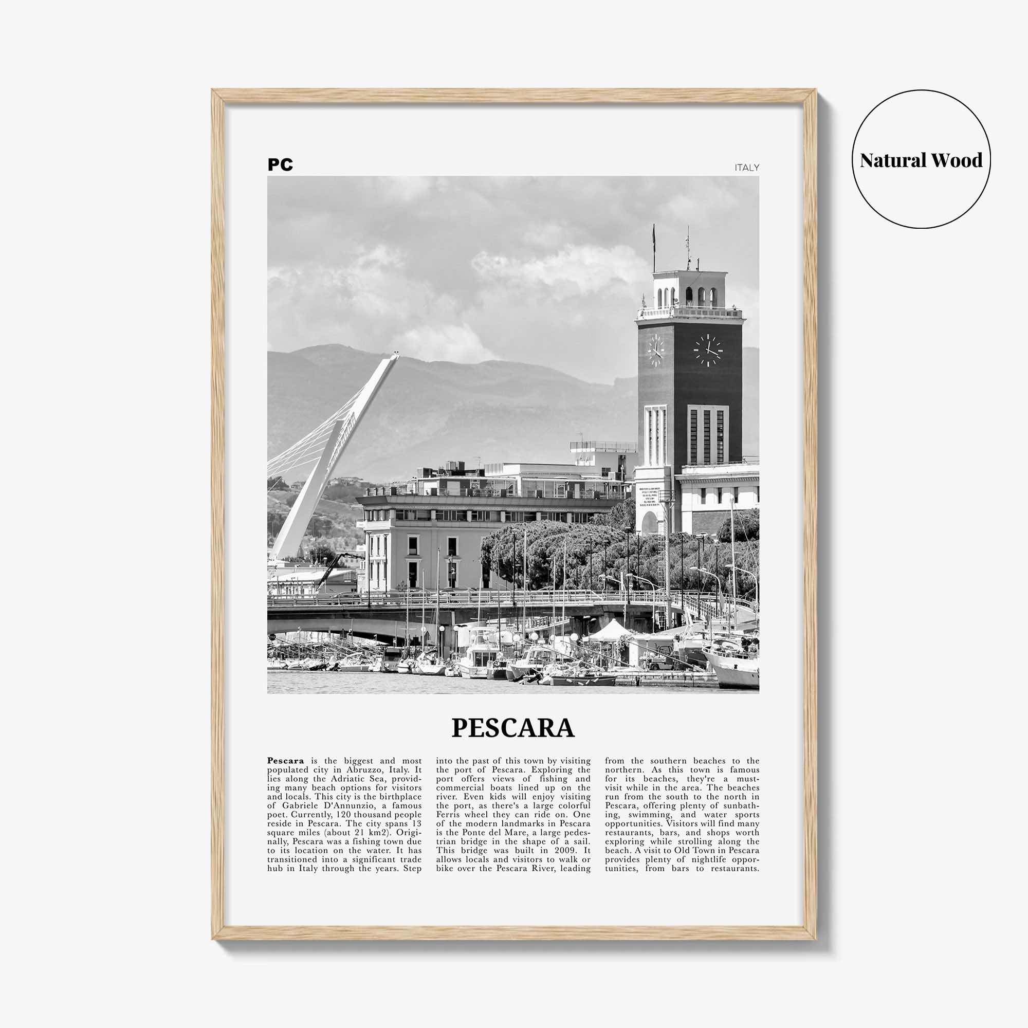 Pescara Print Black and White, Pescara Wall Art, Pescara Poster, Pescara Photo, Pescara Wall Décor, Pescara Map, Italy