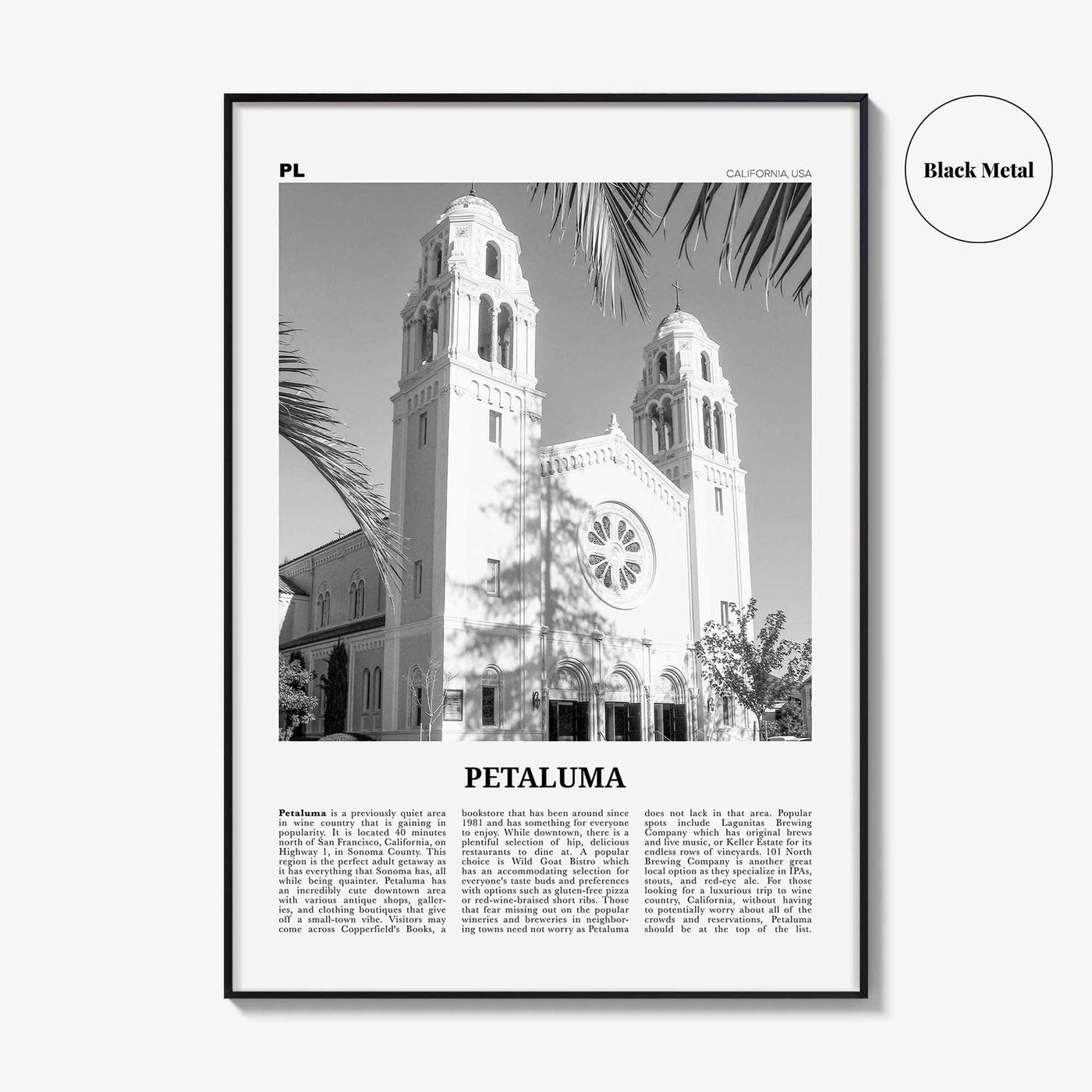 Petaluma Print Black and White, Petaluma Wall Art, Petaluma Poster, Petaluma Photo, Petaluma Wall Décor, California, USA, United States