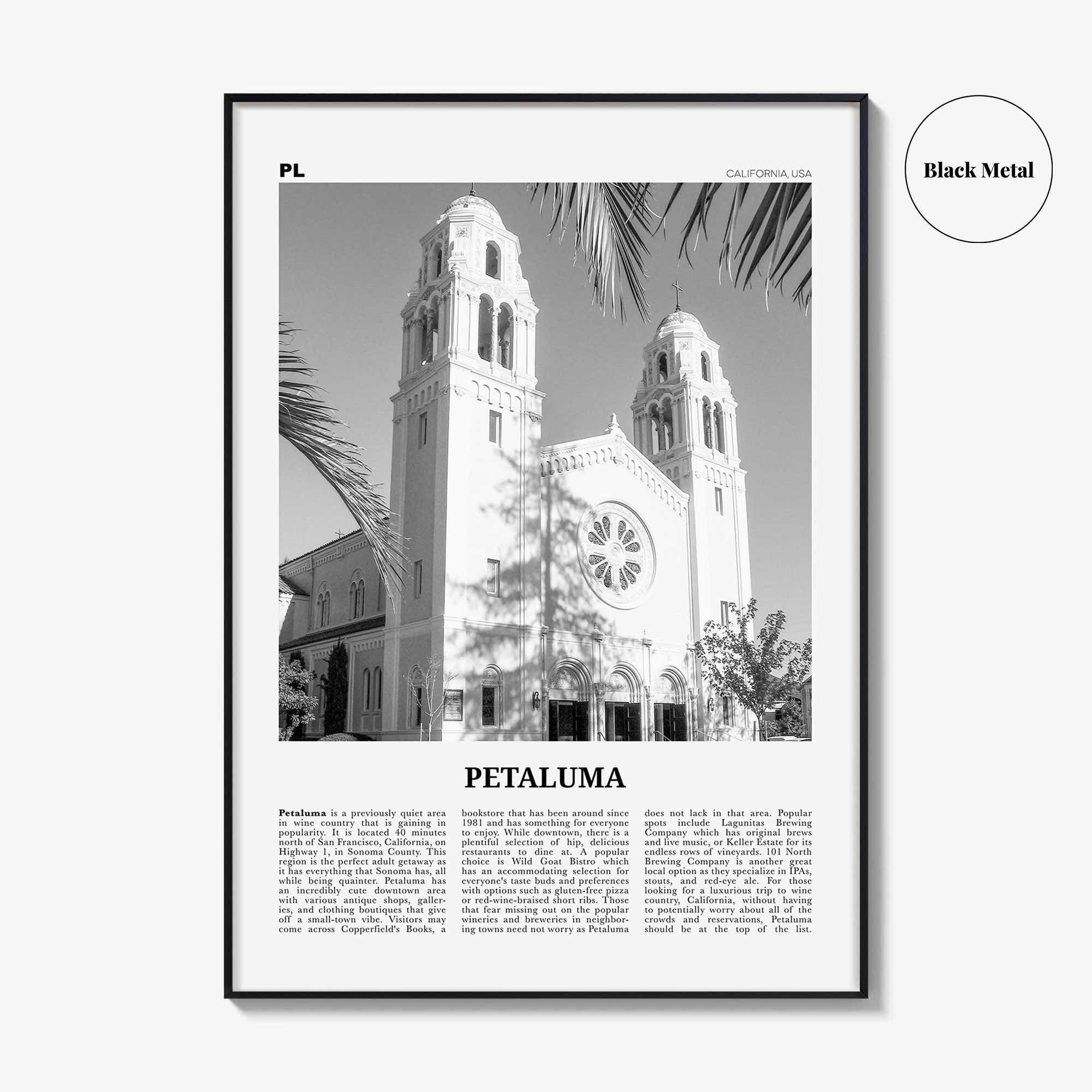 Petaluma Print Black and White, Petaluma Wall Art, Petaluma Poster, Petaluma Photo, Petaluma Wall Décor, California, USA, United States