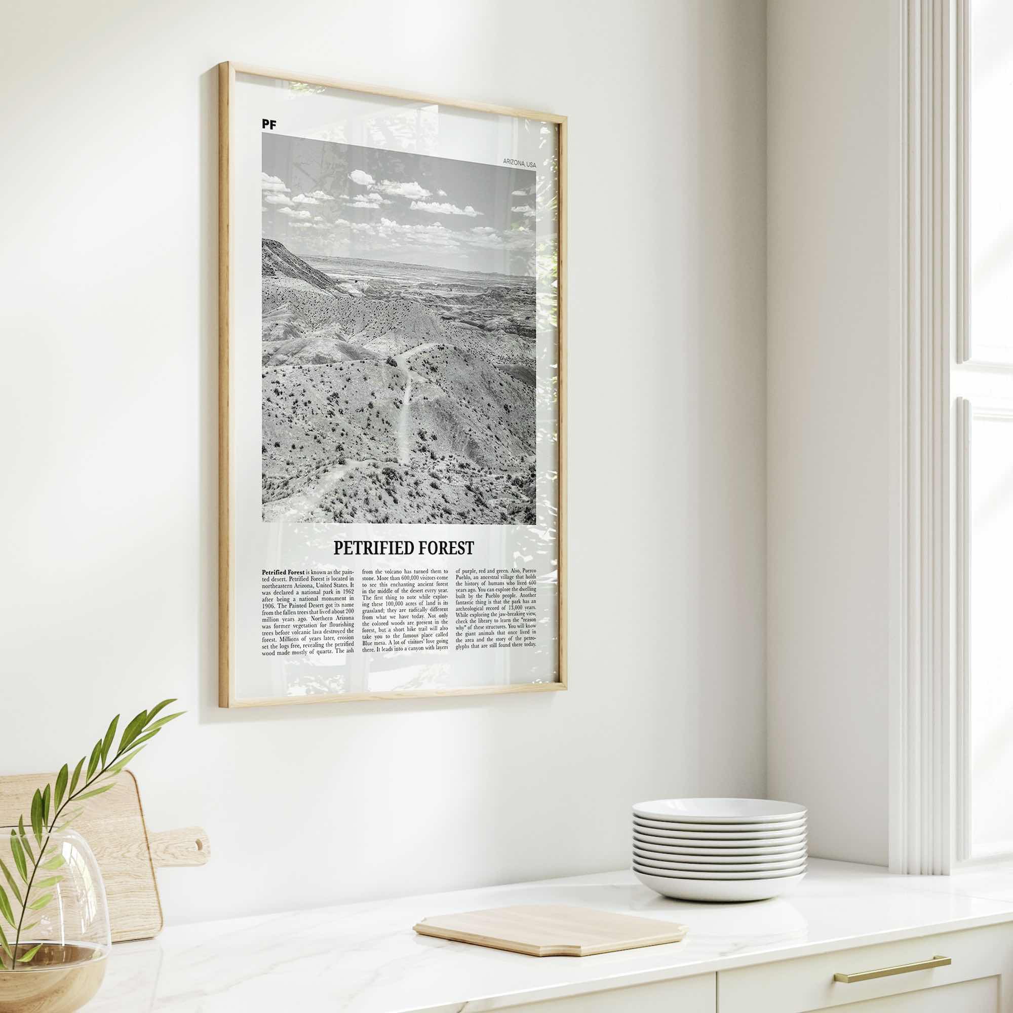 Petrified Forest National Park Print Black and White, Petrified Forest Wall Art, Petrified Forest Poster, Petrified Forest, Arizona, USA