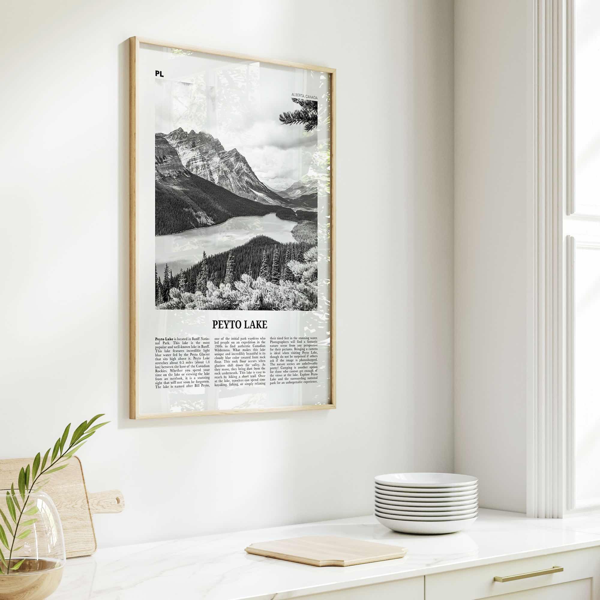 Peyto Lake Print Black and White, Peyto Lake Wall Art, Peyto Lake Poster, Peyto Lake Photo, Peyto Lake Wall Décor, Alberta, Canada