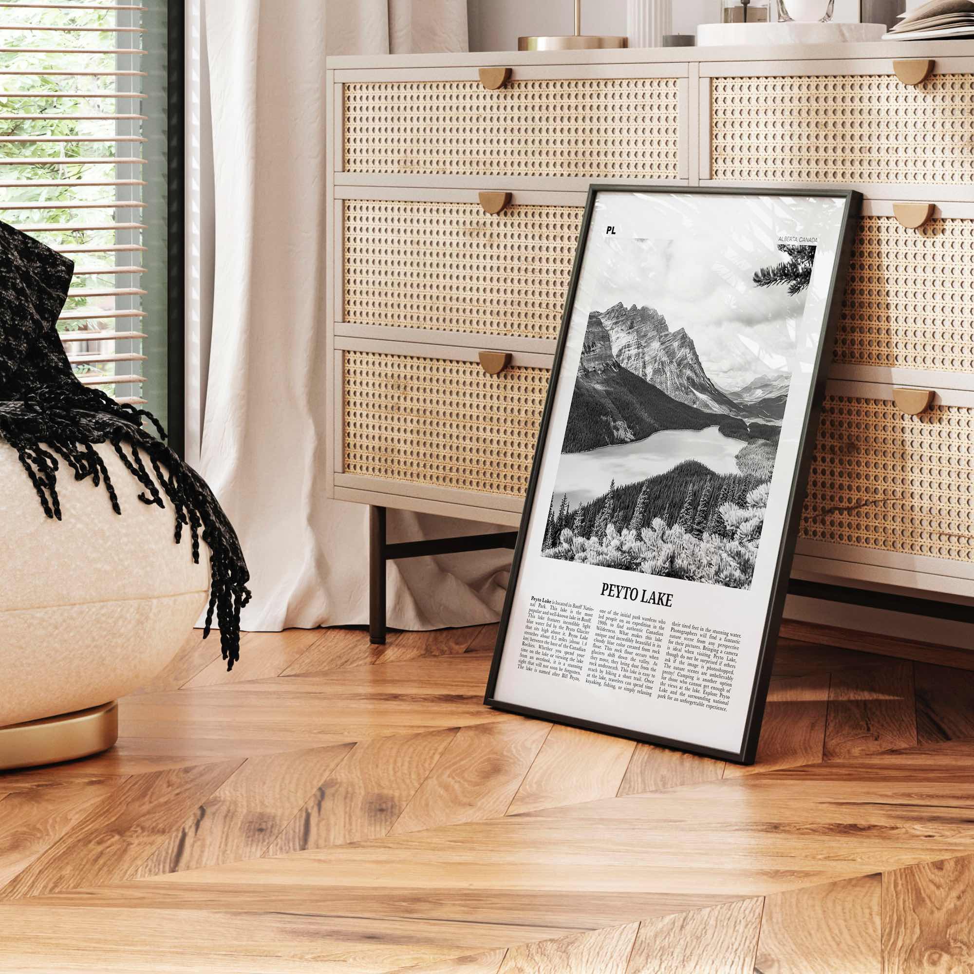 Peyto Lake Print Black and White, Peyto Lake Wall Art, Peyto Lake Poster, Peyto Lake Photo, Peyto Lake Wall Décor, Alberta, Canada