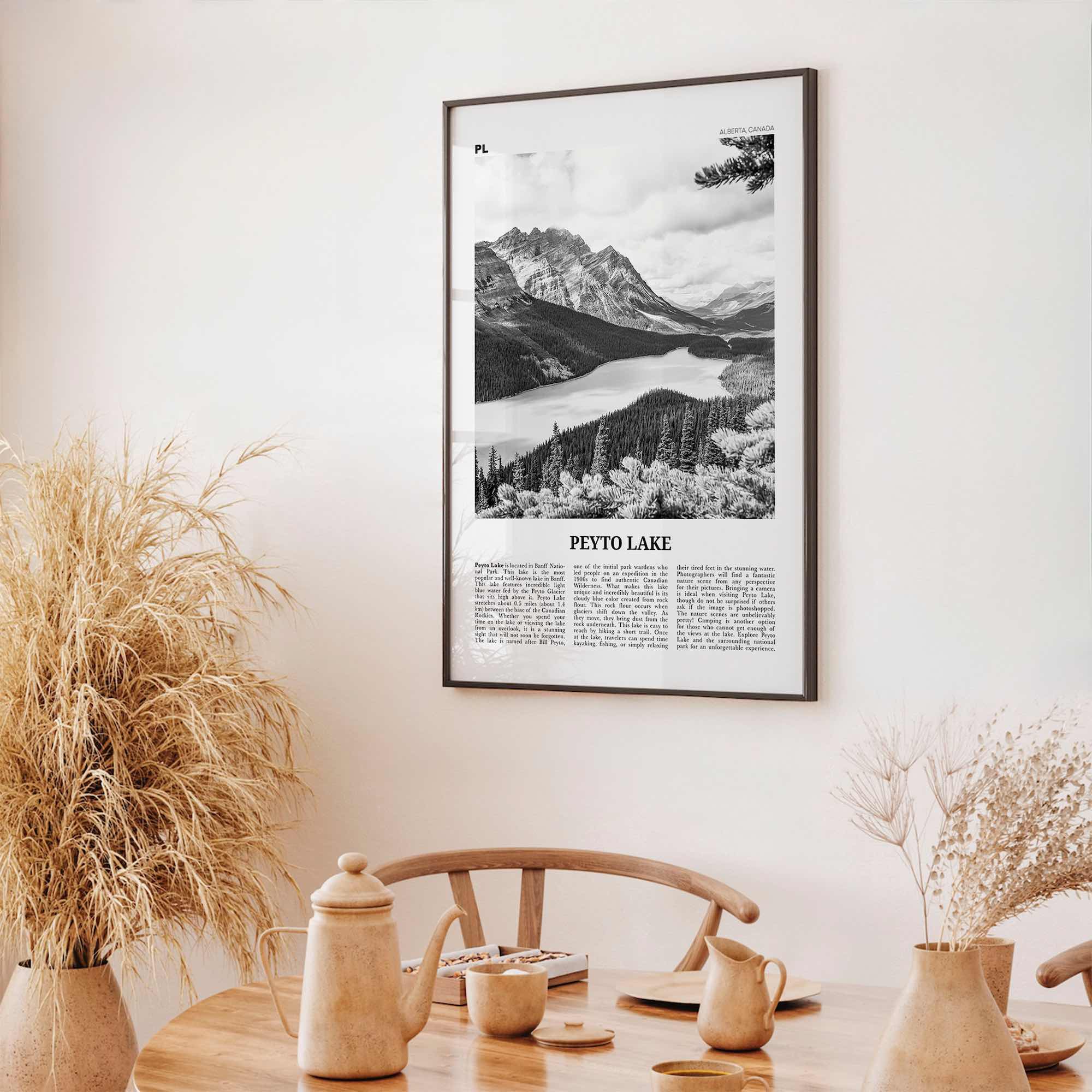 Peyto Lake Print Black and White, Peyto Lake Wall Art, Peyto Lake Poster, Peyto Lake Photo, Peyto Lake Wall Décor, Alberta, Canada