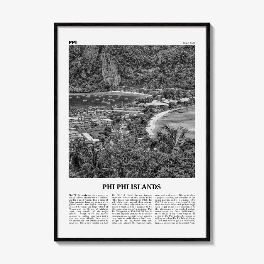 Phi Phi Islands Print Black and White, Phi Phi Islands Wall Art, Phi Phi Islands Poster, Phi Phi Islands Photo, Thailand