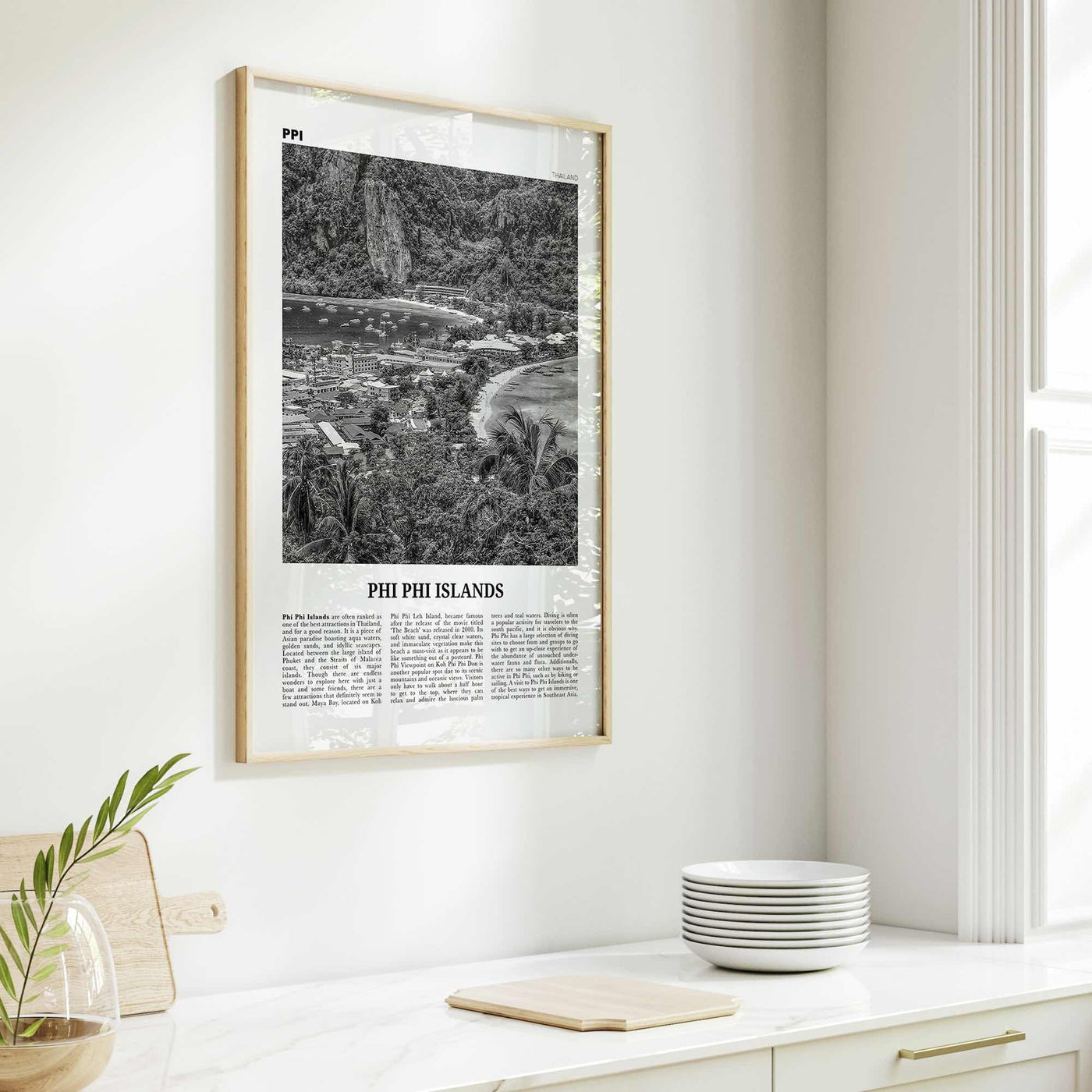 Phi Phi Islands Print Black and White, Phi Phi Islands Wall Art, Phi Phi Islands Poster, Phi Phi Islands Photo, Thailand