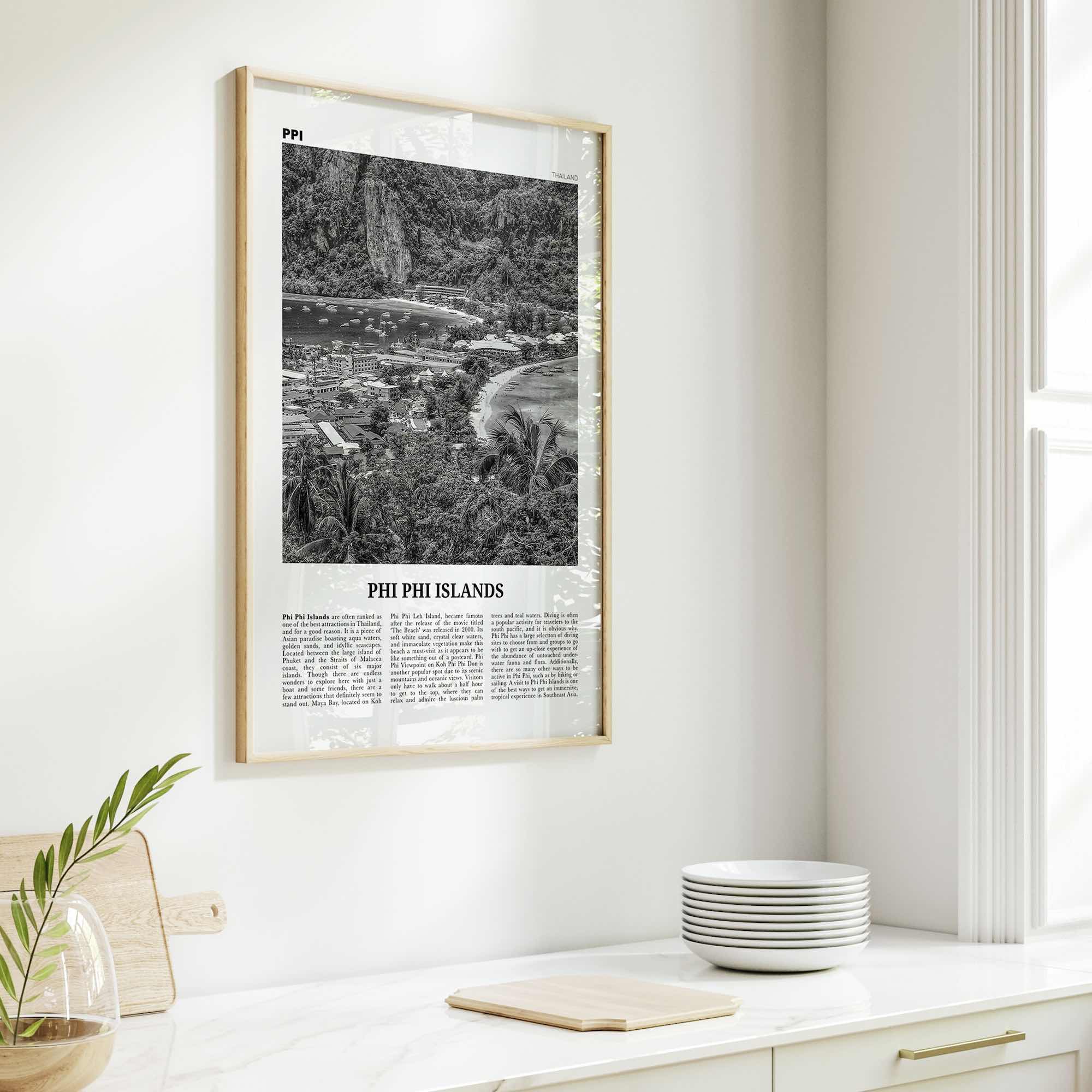 Phi Phi Islands Print Black and White, Phi Phi Islands Wall Art, Phi Phi Islands Poster, Phi Phi Islands Photo, Thailand