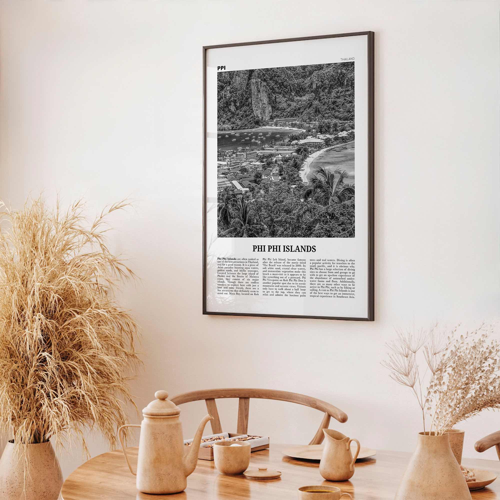 Phi Phi Islands Print Black and White, Phi Phi Islands Wall Art, Phi Phi Islands Poster, Phi Phi Islands Photo, Thailand