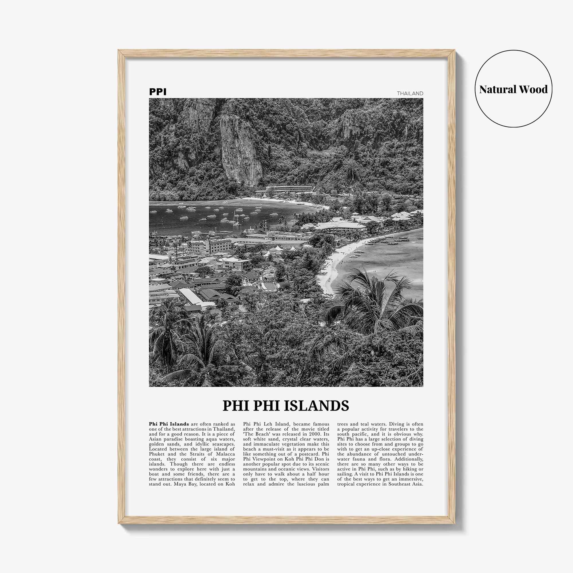 Phi Phi Islands Print Black and White, Phi Phi Islands Wall Art, Phi Phi Islands Poster, Phi Phi Islands Photo, Thailand